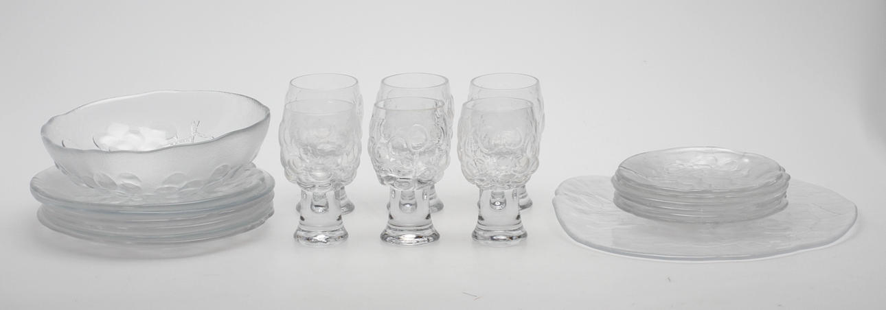 SERVISDELAR, glas, 20 delar, "Druvan", Ann Wärff, Kosta Boda.