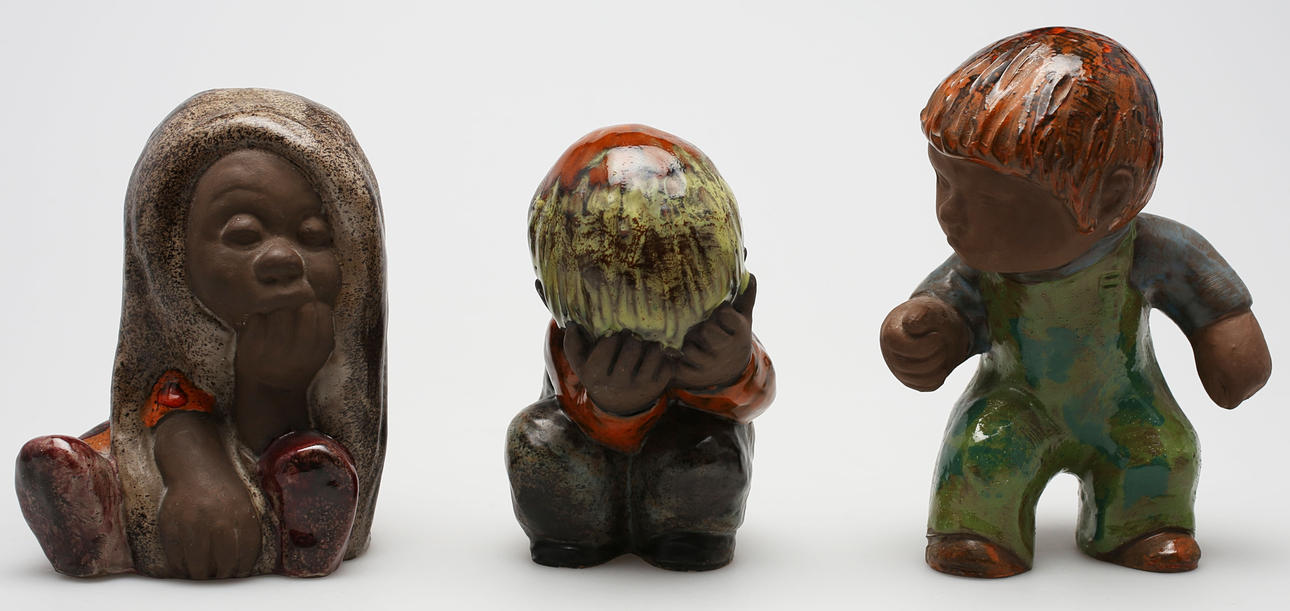 FIGURINER, 3 st, lergods, Tilgmans, Sverige.