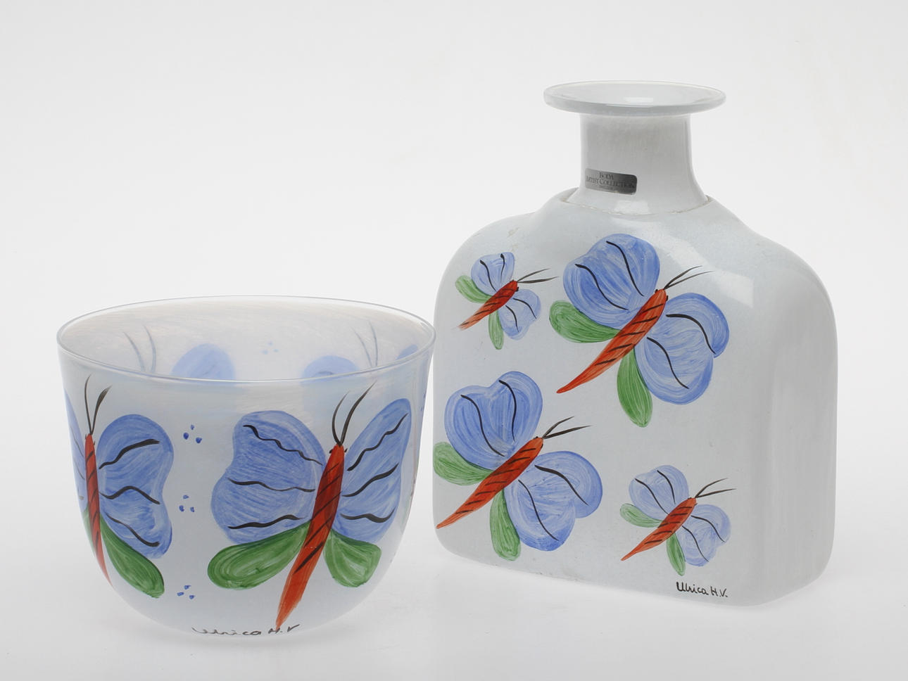 FLASKA samt SKÅL, glas, Ulrika Hydman Vallien, Artist Collection, Boda.