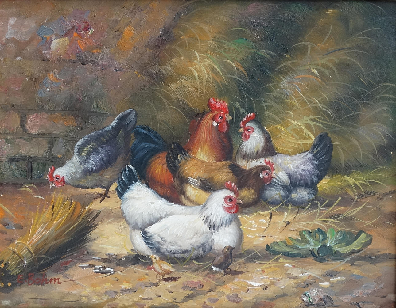 OLIEMALING: FJERKRÆ, omkring 1950.