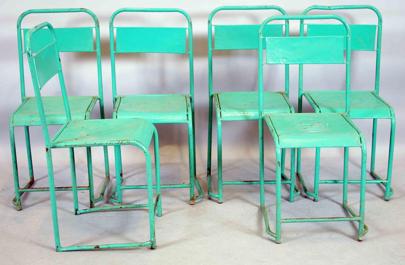 STOLAR, 6 stycken, grönmålad plåt/metal.