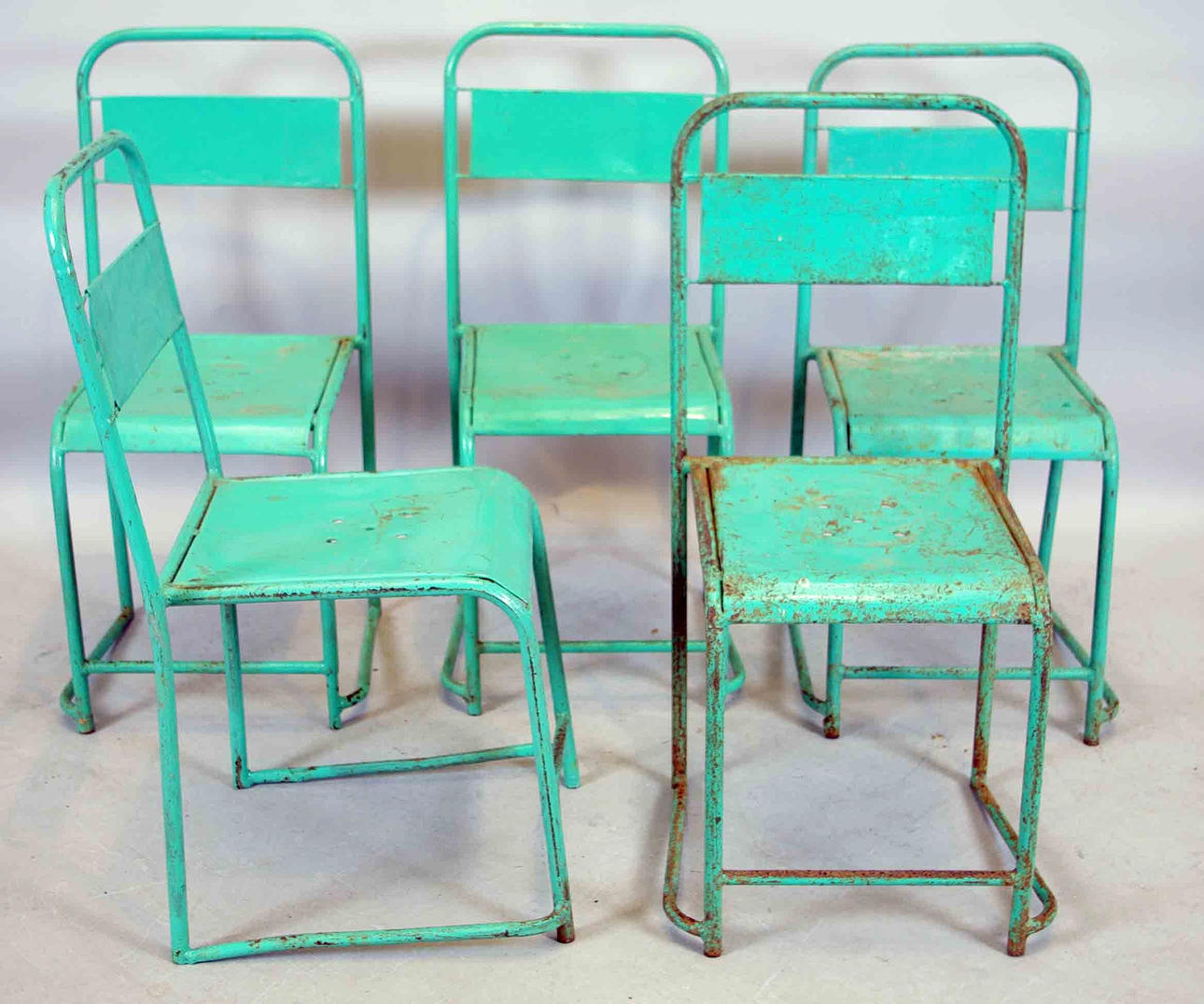 STOLAR, 5 stycken, grönmålad plåt/metal.