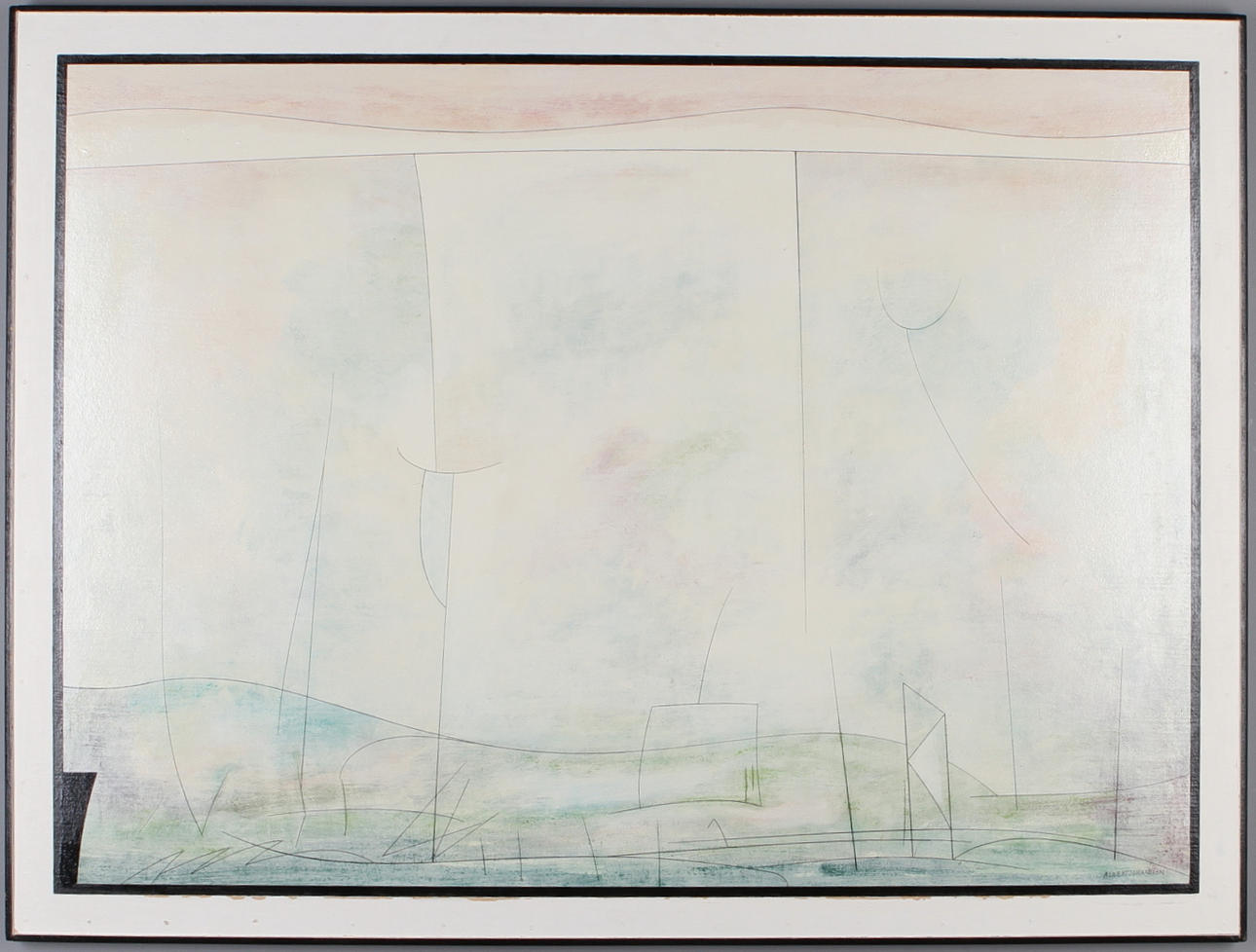 ALBERT JOHANSSON. Extraordninär verklighet, olja på pannå, signerad och daterad.