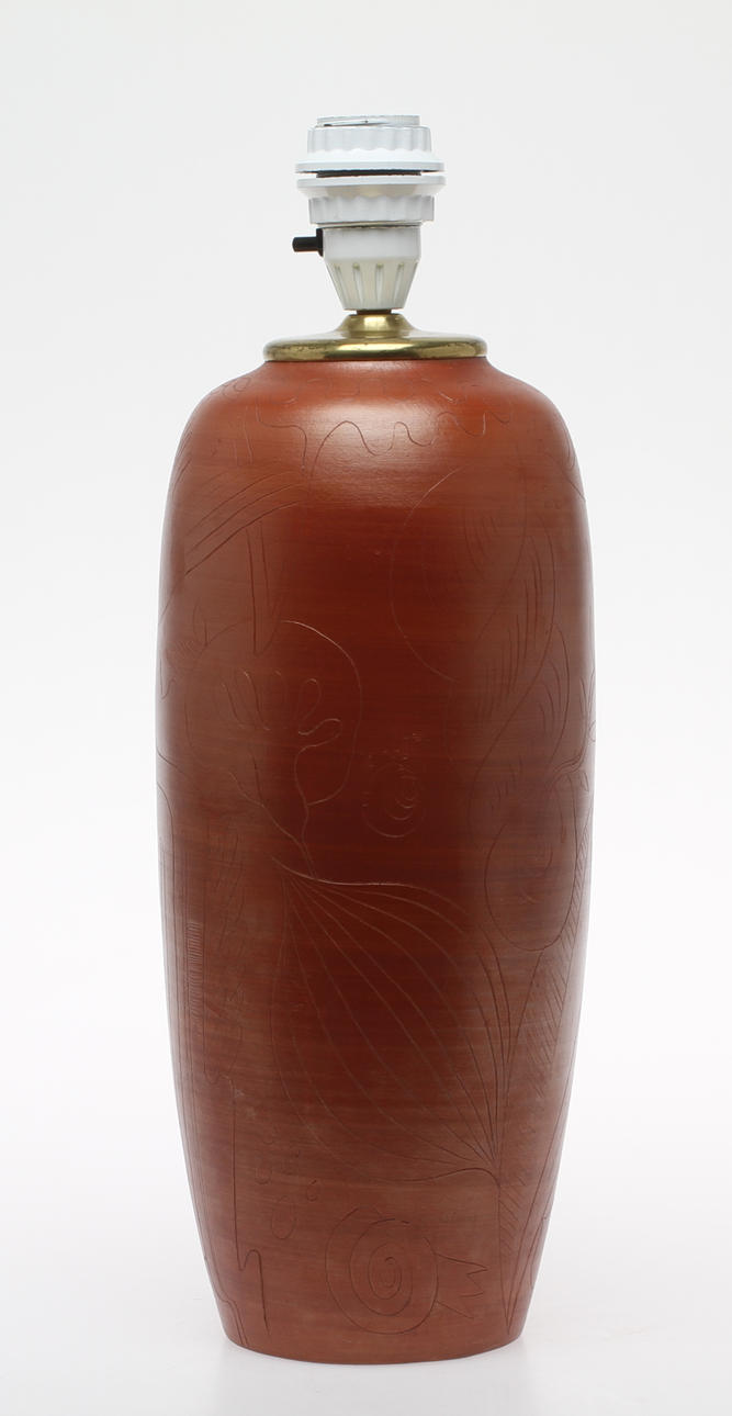 BORDSLAMPA, keramik, signerad A-L Thomson UE, Upsala-Ekeby.