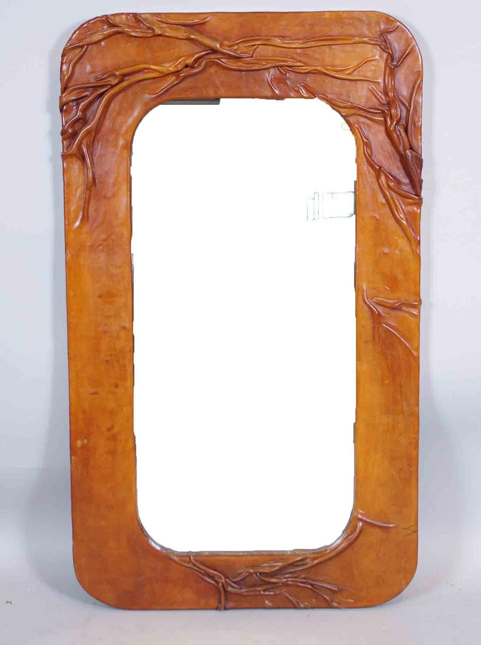 SPEGEL med skinnklädd ram, jugend.