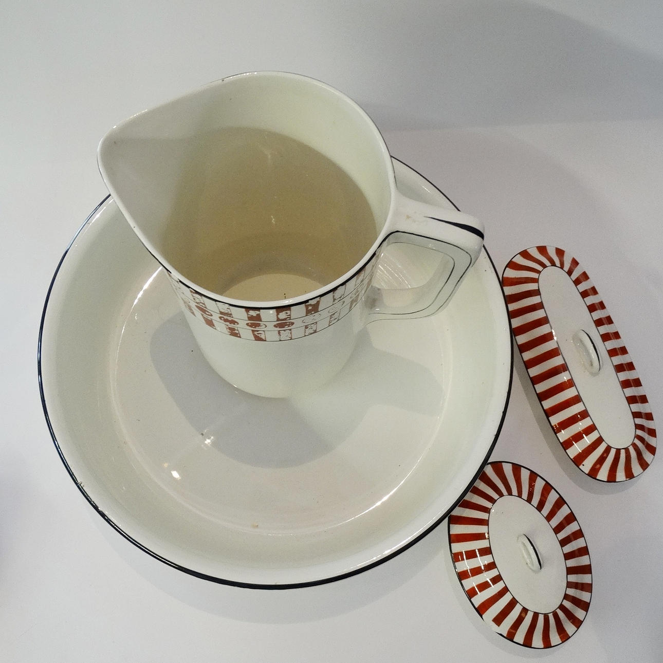 PORCELAIN WASHING SET, NIMY BELGIUM, around 1920.