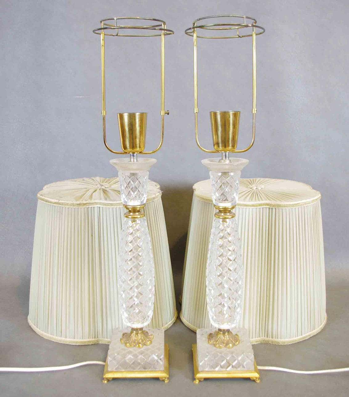 BORDSLAMPOR, 1 par, glas/mässing.