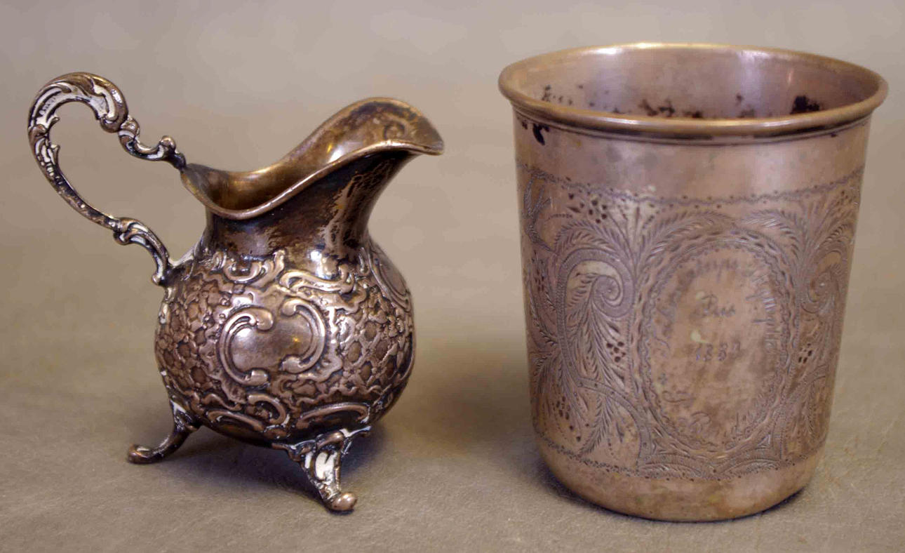 BÄGARE SAMT GRÄDDSNIPA, silver.