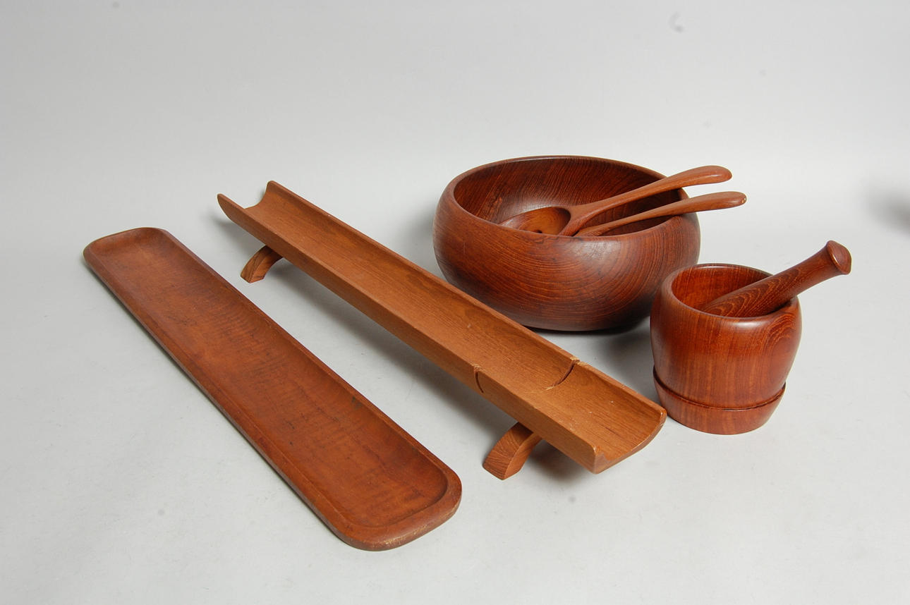 KAY BOJESEN. salladsskål, tot. 5 delar, Danmark,1960-tal.