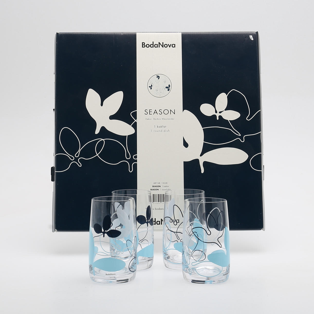 KAGEFAD, og GLAS, 4 stk., Boda Nova.