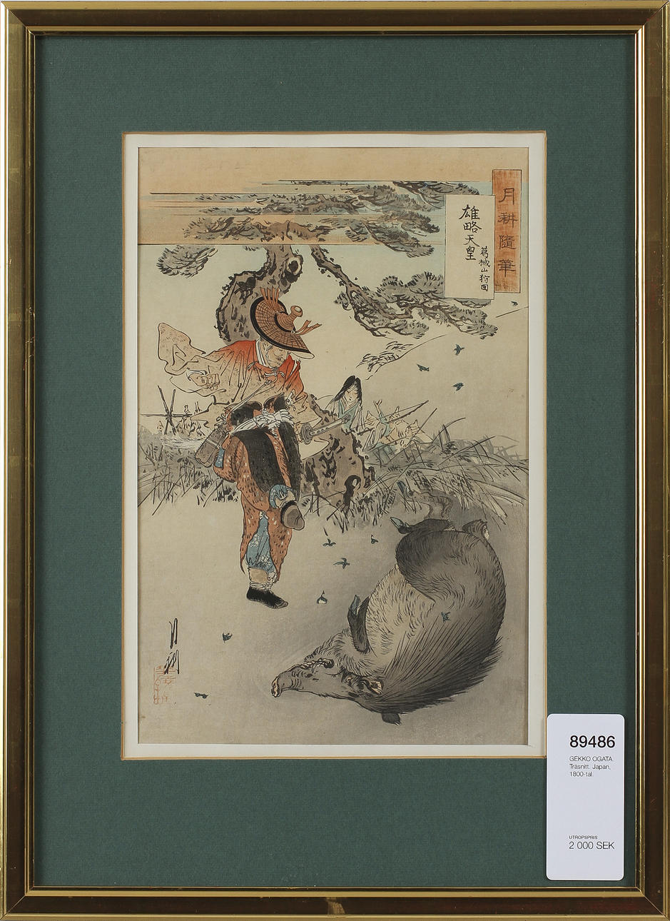 GEKKO OGATA. Träsnitt. Japan, 1800-tal.