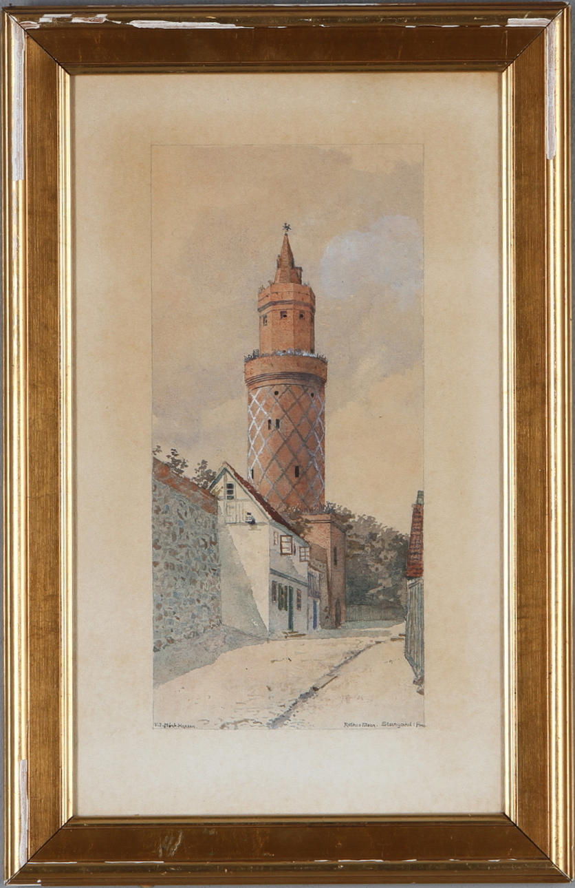 V.J.MÖRK-HANSEN. "Rothes Meer Stargard i Pom", akvarell, signerad.