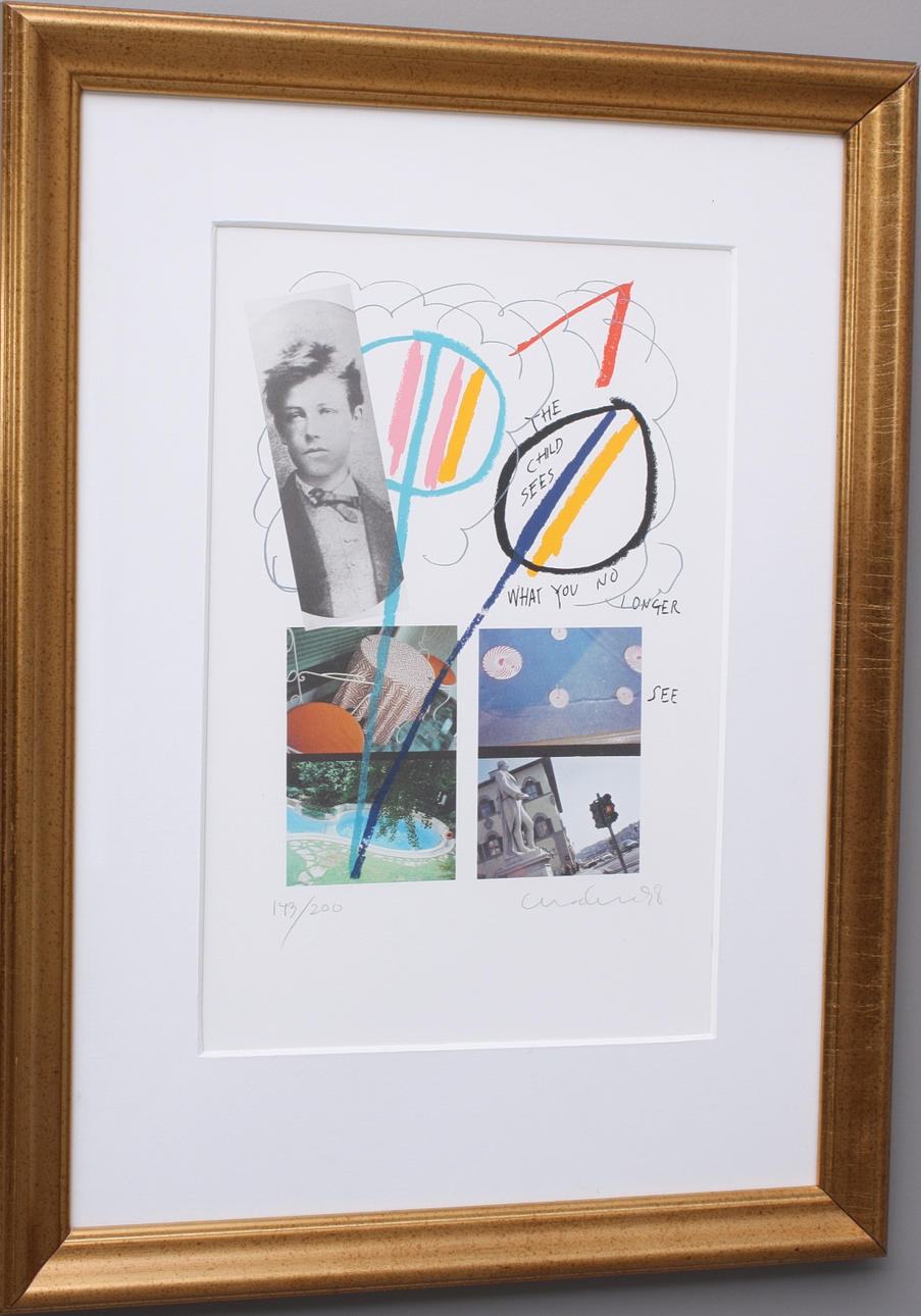 ULF LUNDELL. "The child sees what you no longer see", Färglitografi. Daterad 98. Numrerad 143/200.