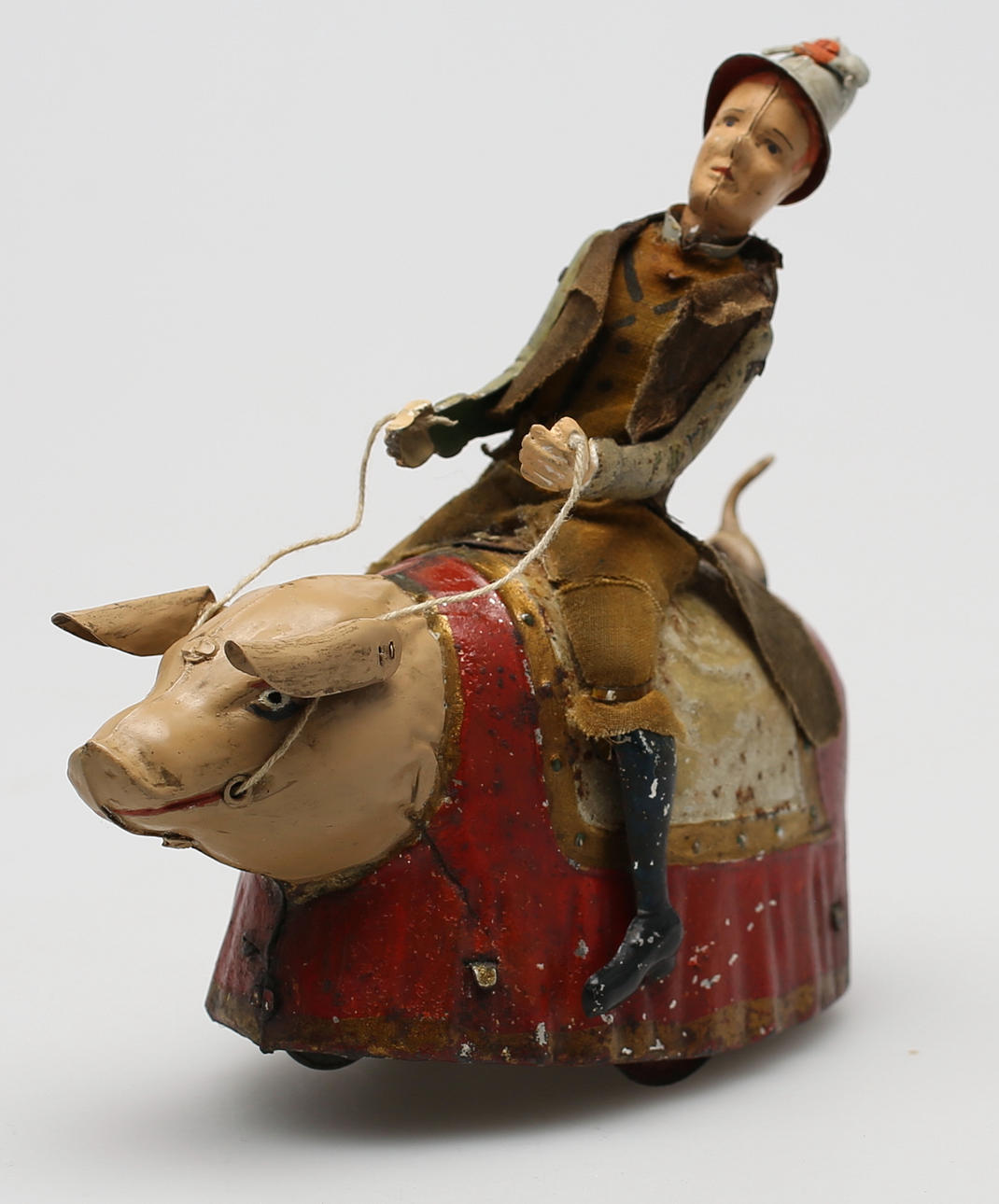 MEKANISK PLÅTLEKSAK. "Paddy and the Pigg 500". Lackerad plåt. Lehman,1903-35.