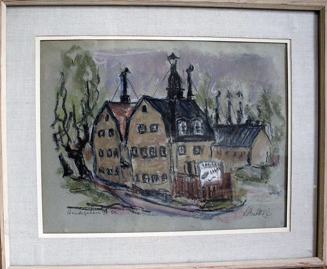 ROLF BETHGE. Pastel, "Bondegatan 90-92" Signed.