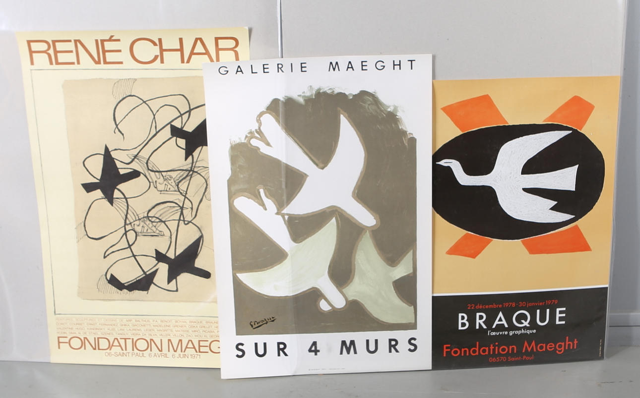 GEORGES BRAQUE. EFTER. 3 st, Utsällningsaffischer, Foundation Maeght.