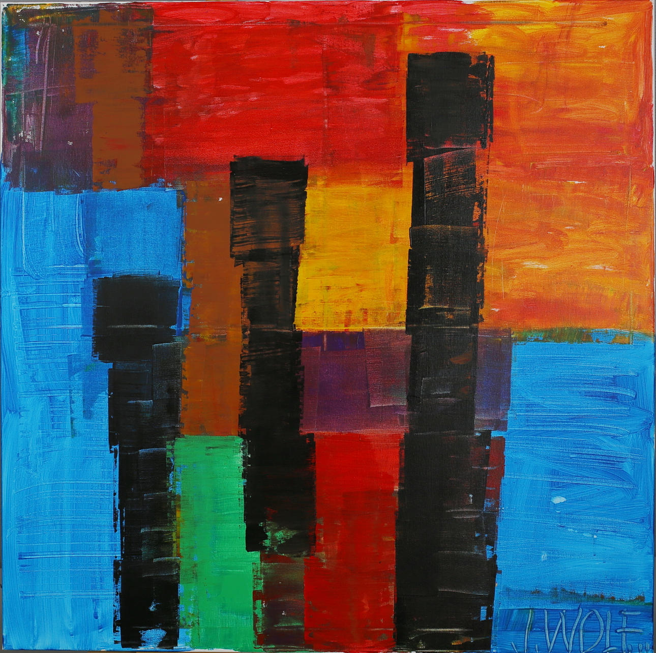 JAN WOLF. Bogata. Acrylic on you. Signed J Wolf.