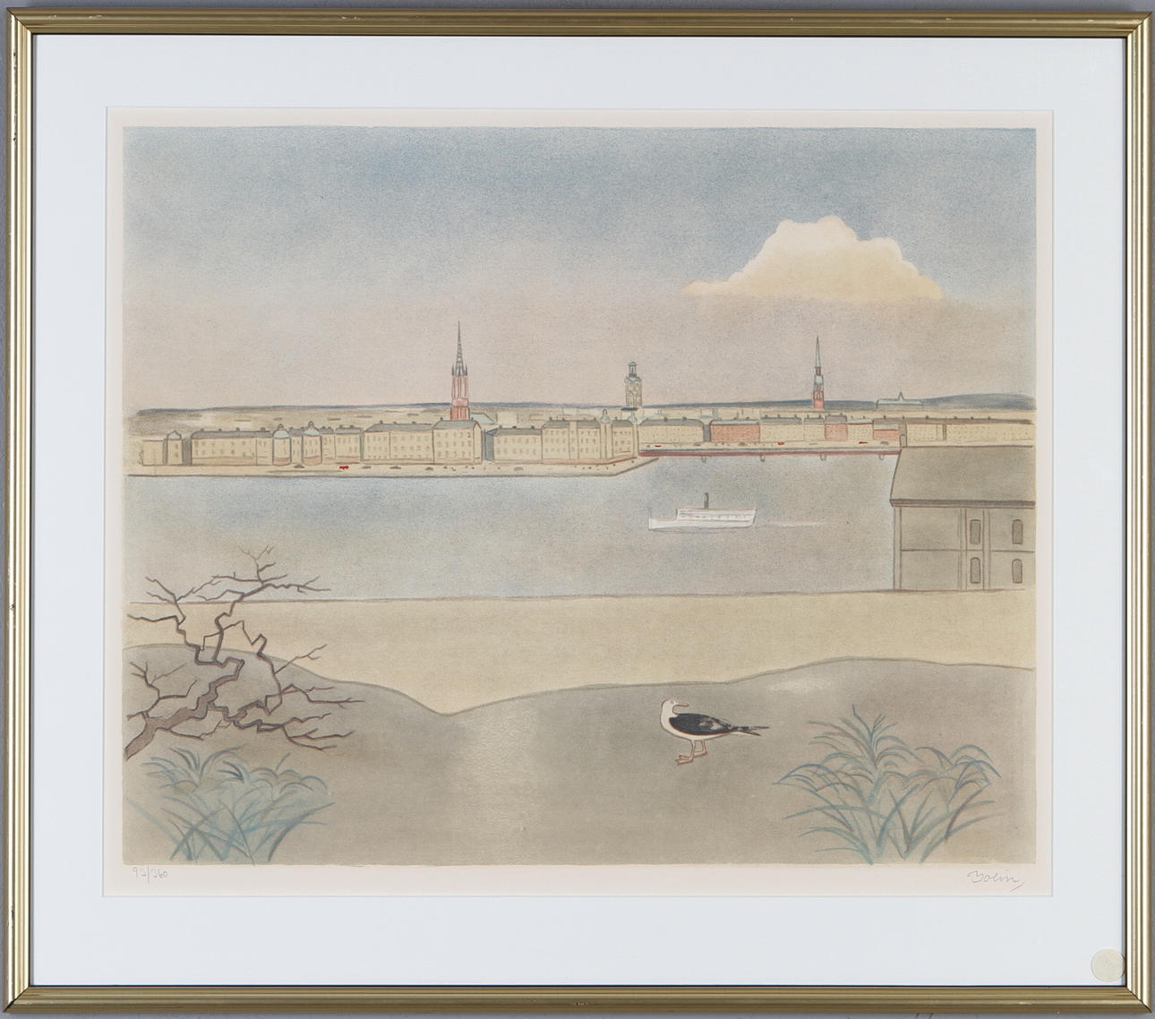 EINAR JOLIN. Stockholmsmotiv, färglitografi, signerad och numrerad 93/360.