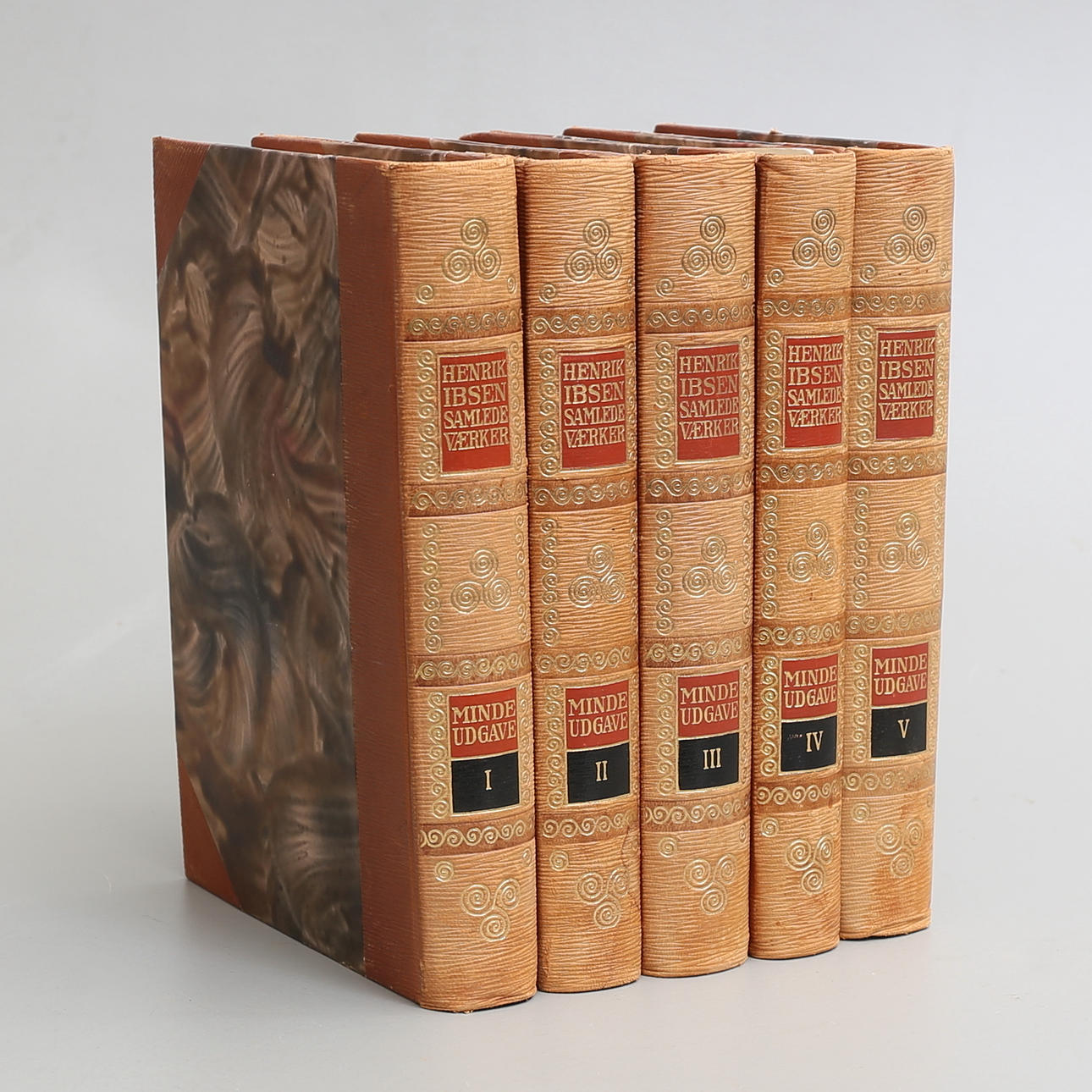 BØGER, 5 bind, "Henrik Ibsen samlede værker", "Mindesutgave", del 1-5.