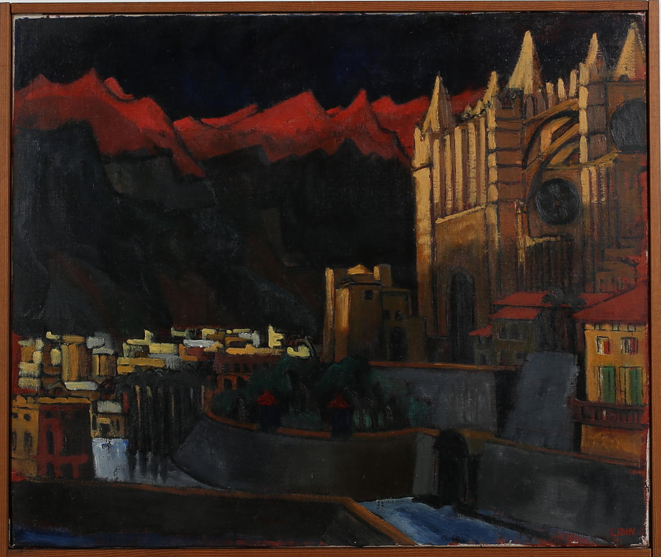 ROLF LIDIN. Stadsbild. Olja på duk. Signerad Lidin.