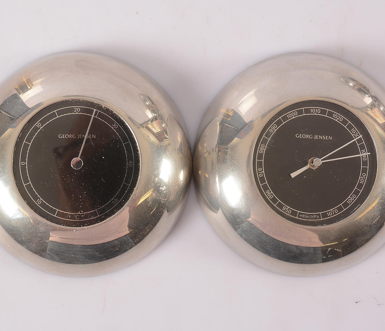 BAROMETER SAMT TERMOMETER, 2 st, krom Andreas Mikkelsen, Georg Jensen.