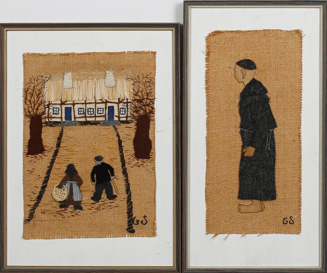 GRETA SANDBERG. Skånegård och Munk (2). Applikationer. Signerade G S.