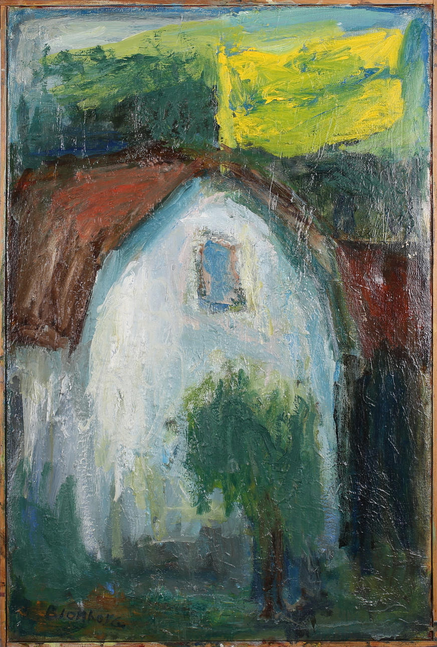BO BLOMBERG. Husgavel. Olja på duk. Signerad.