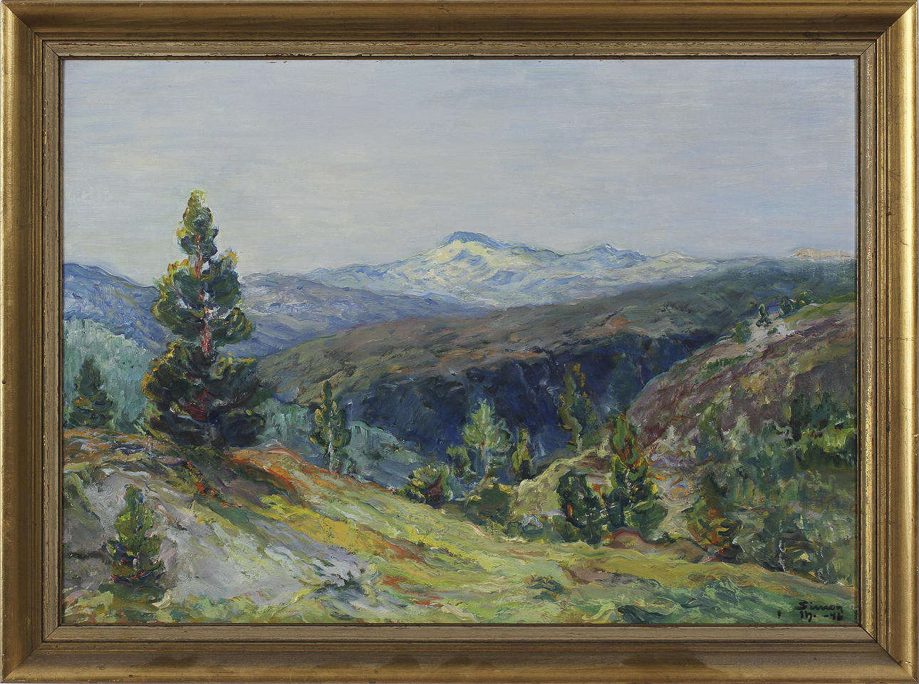 SIMON THORBJÖRNSEN. "Mot Glittertinn". Olja på duk, signerad Simon Th. -46.