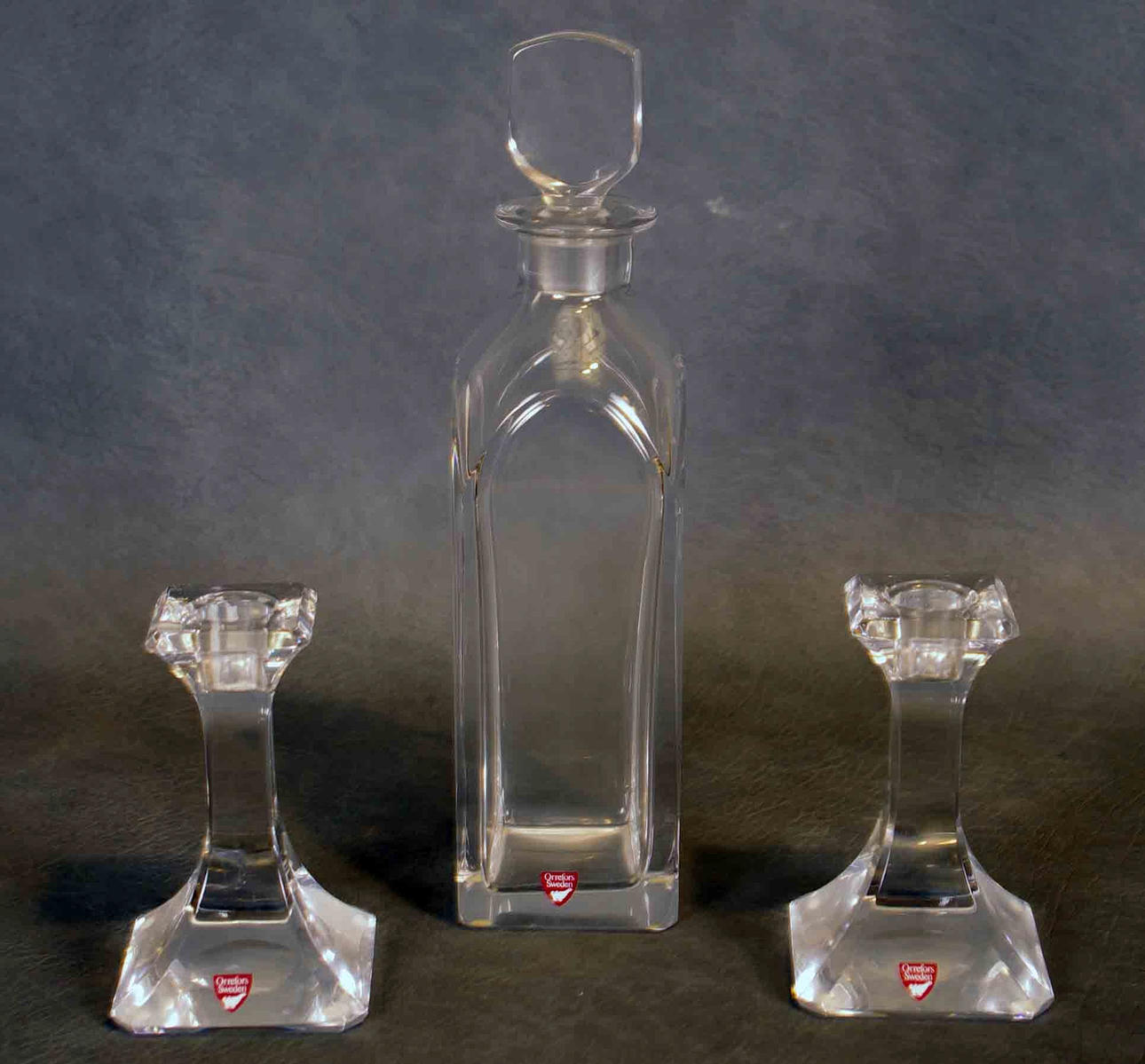 KARAFF SAMT LJUSSTAKAR, kristall, Orrfeors.