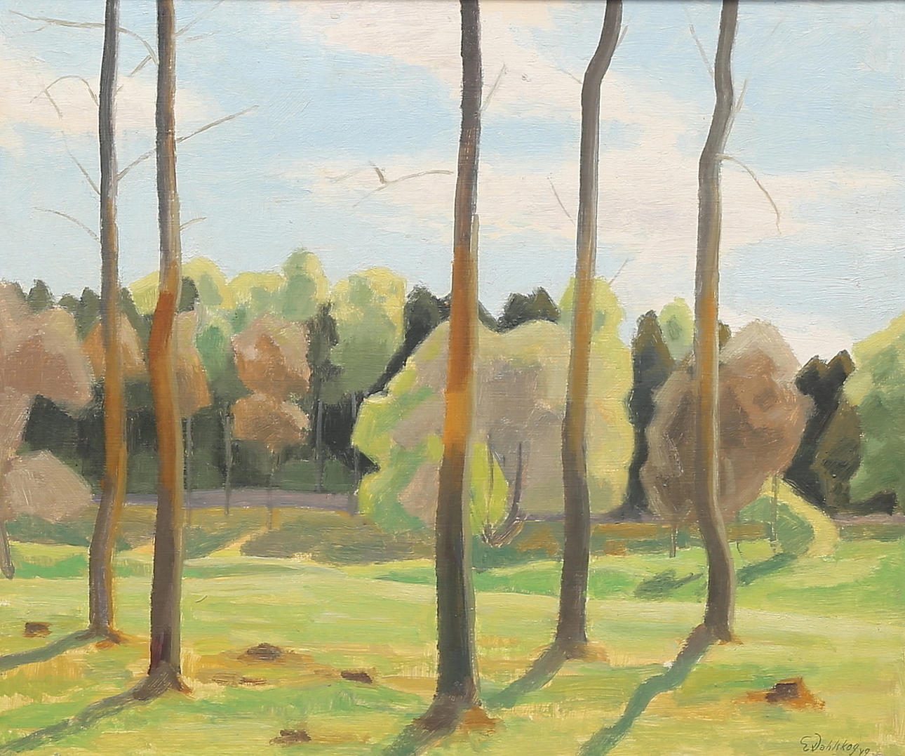 EWALD DAHLSKOG. Oil on Board, "Motsols", signed E Dahlskog, dated -49.
