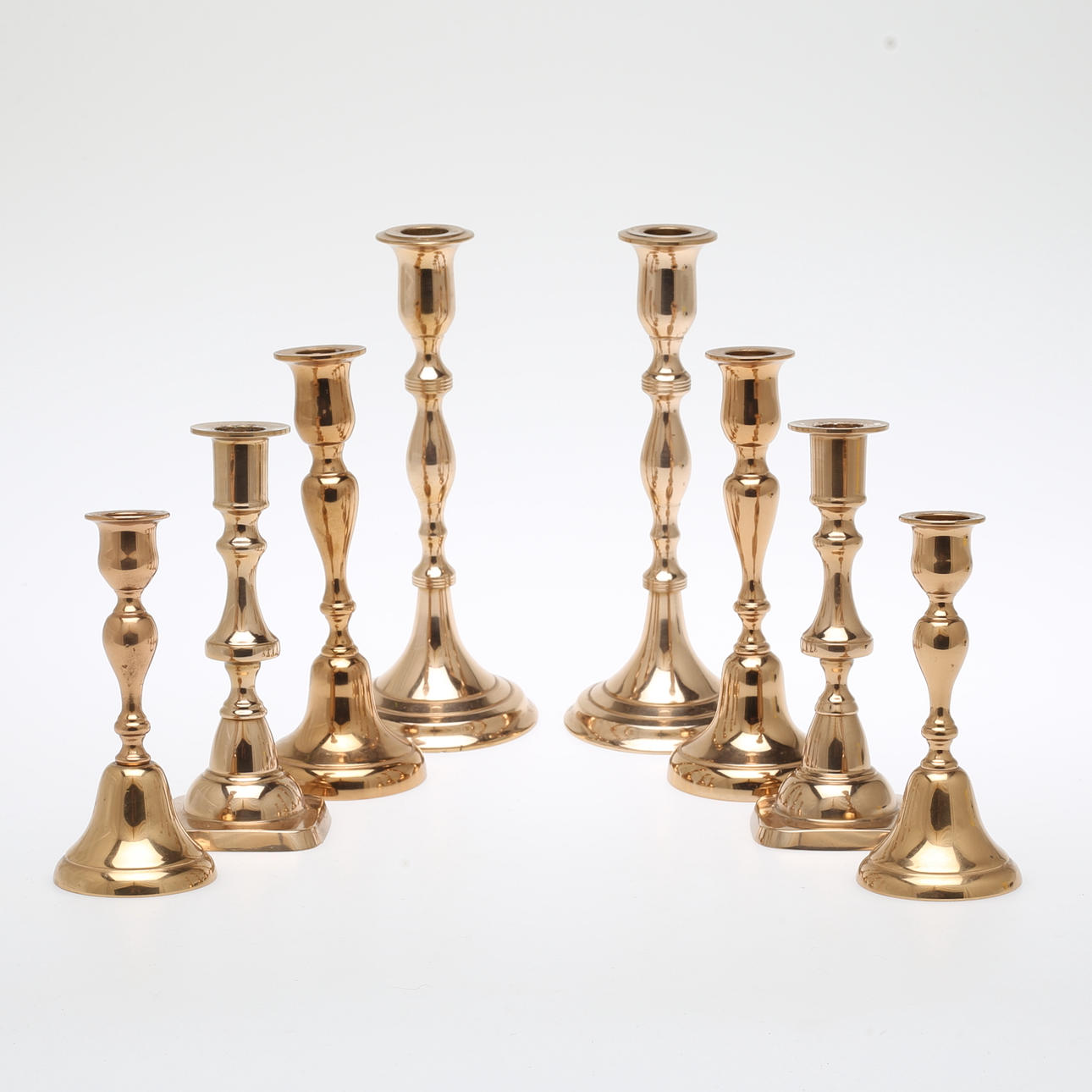 LJUSSTAKAR, 4 par, mässing, Rydéns, 1900-tal.