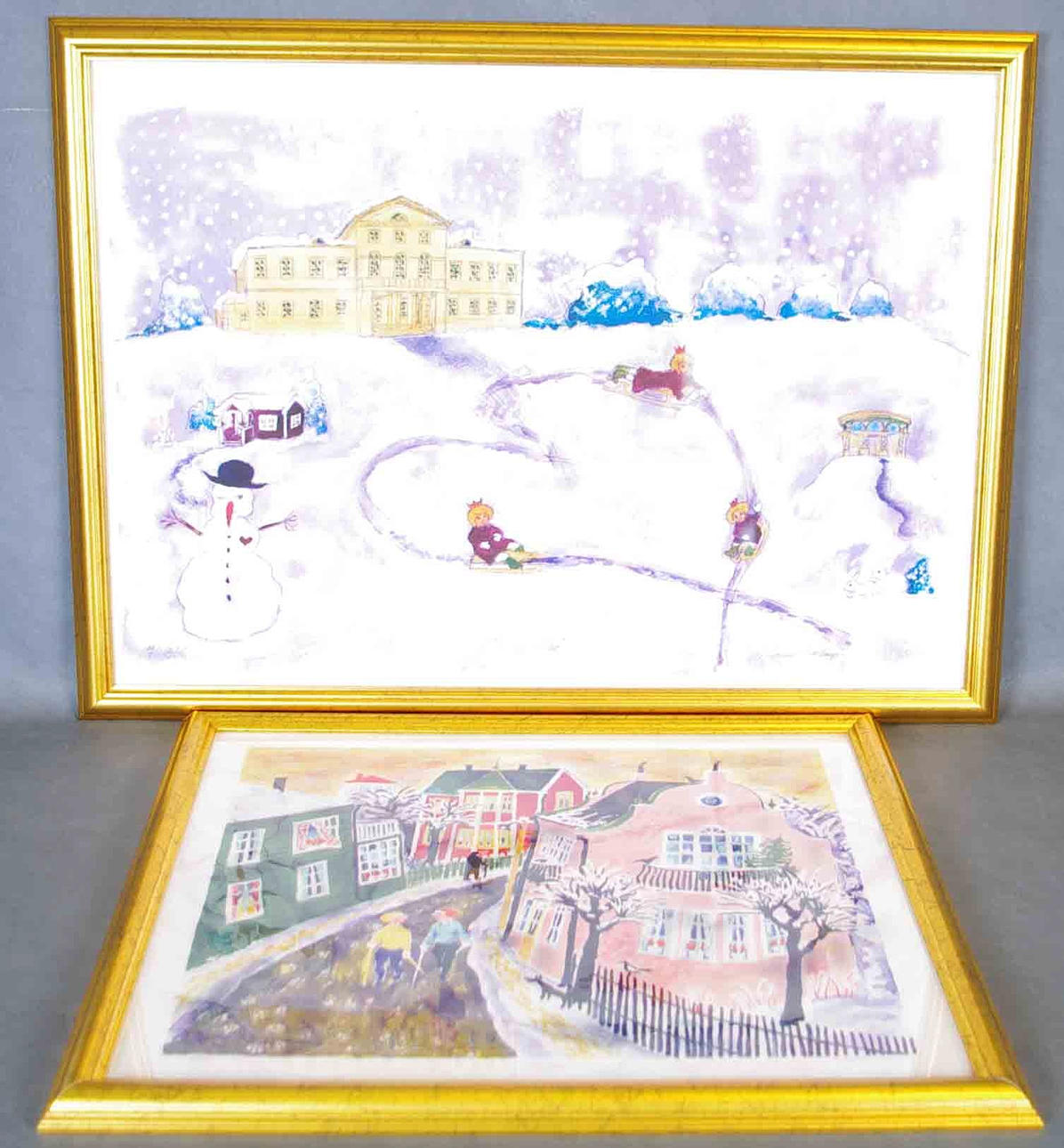 FÄRGLITOGRAFIER, 2 stycken, bl. a. Susanne Strandänger.