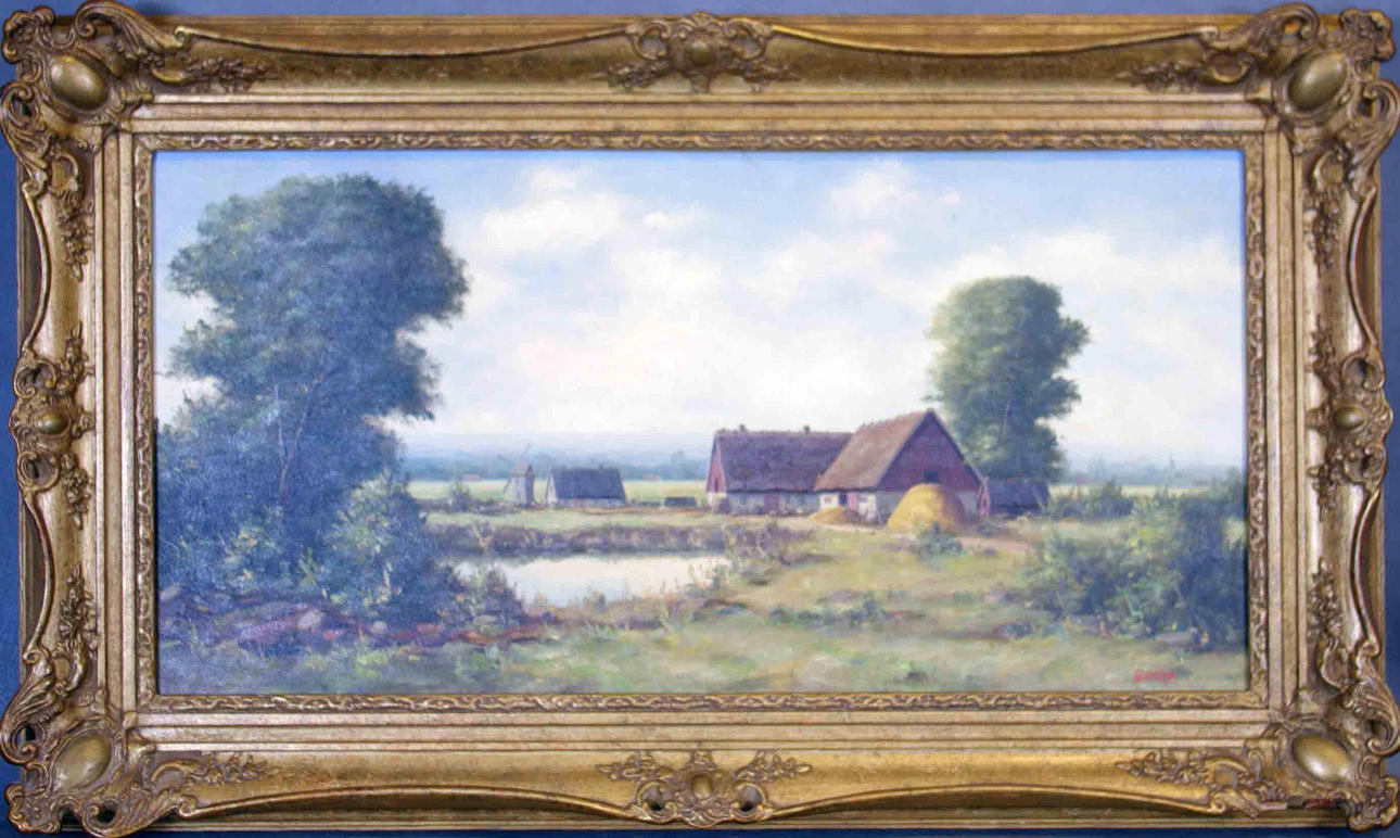 "GORTHE", BROR PERSSON. Skånelandskap, olja på duk.