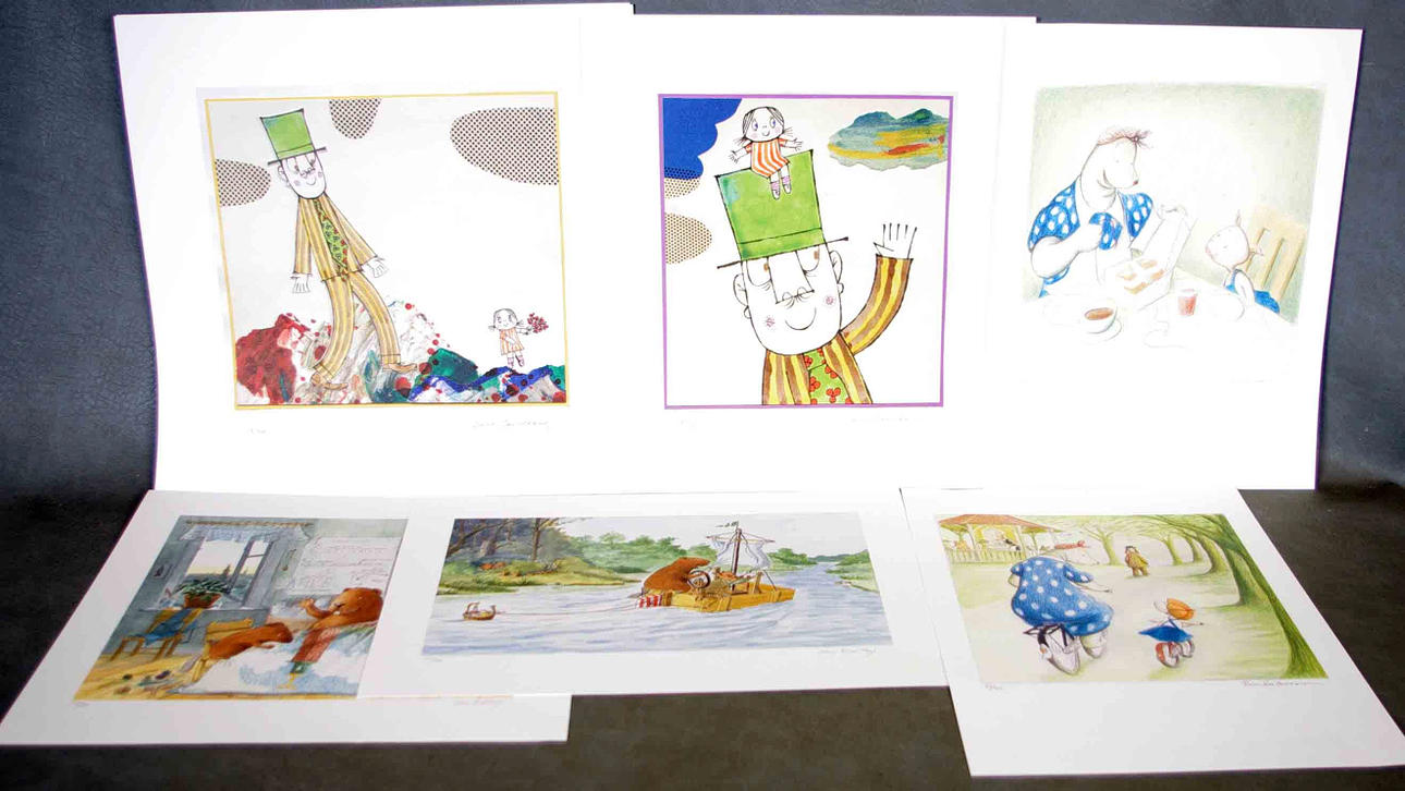 LITOGRAFIER, 9 stycken, bl. a. Lasse Sandberg.