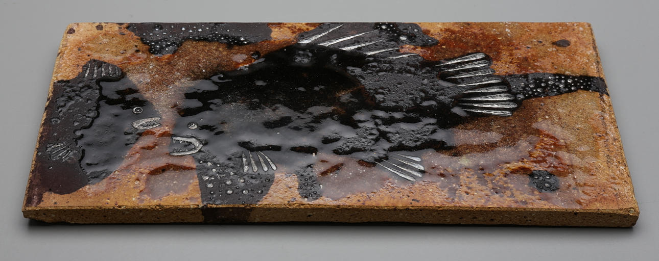 VÄGGPLAKETT, stengods, Börje Skohg, Gustavsberg, signerad.