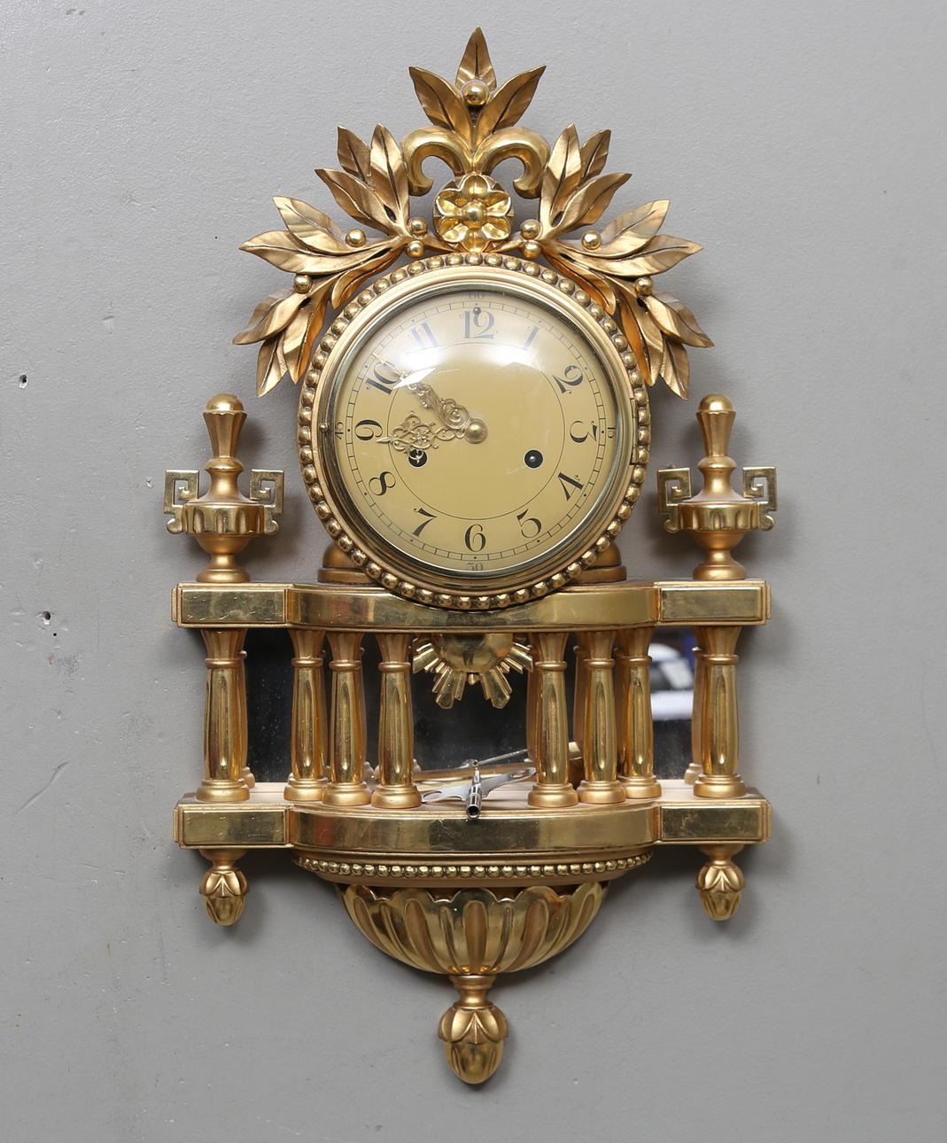 WALL CLOCK, so-called gold pendulum.