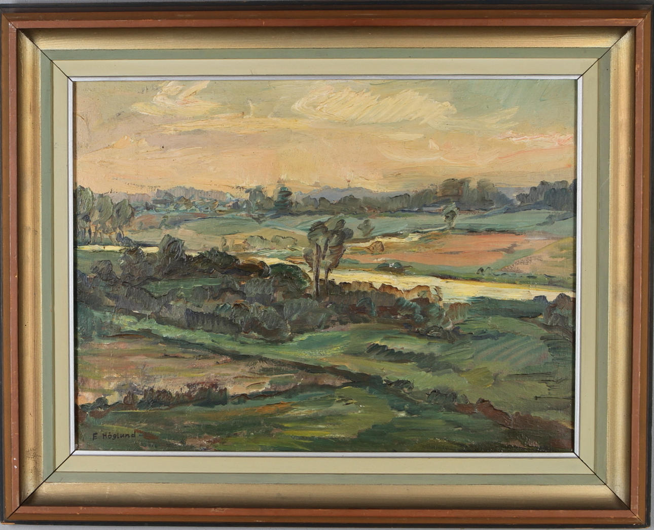 OKÄND KONSTNÄR. "Sommarafton i Arbogaån", olja på duk, signerad.