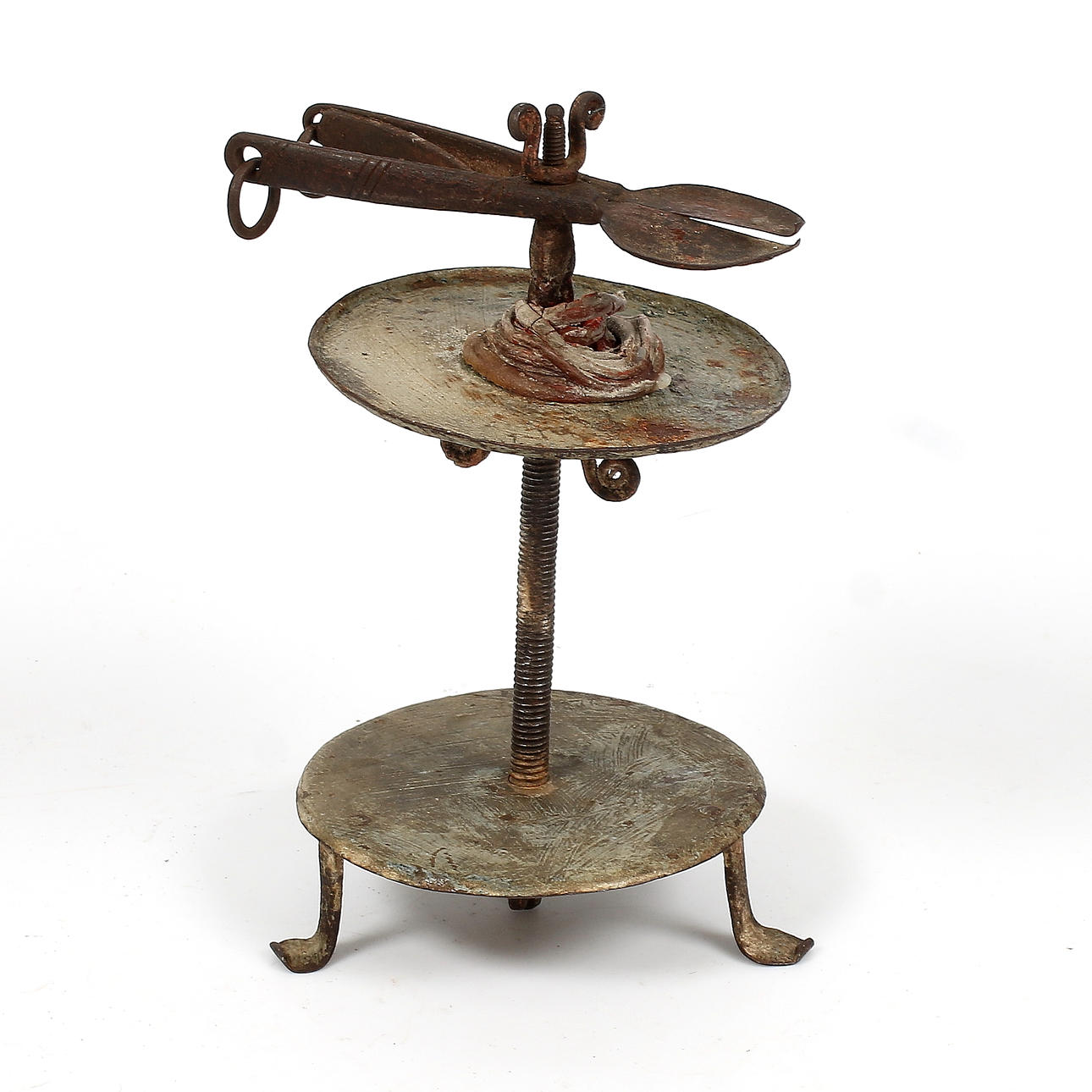 CANDLESTICK, wrought iron, common man, 17/1800s.