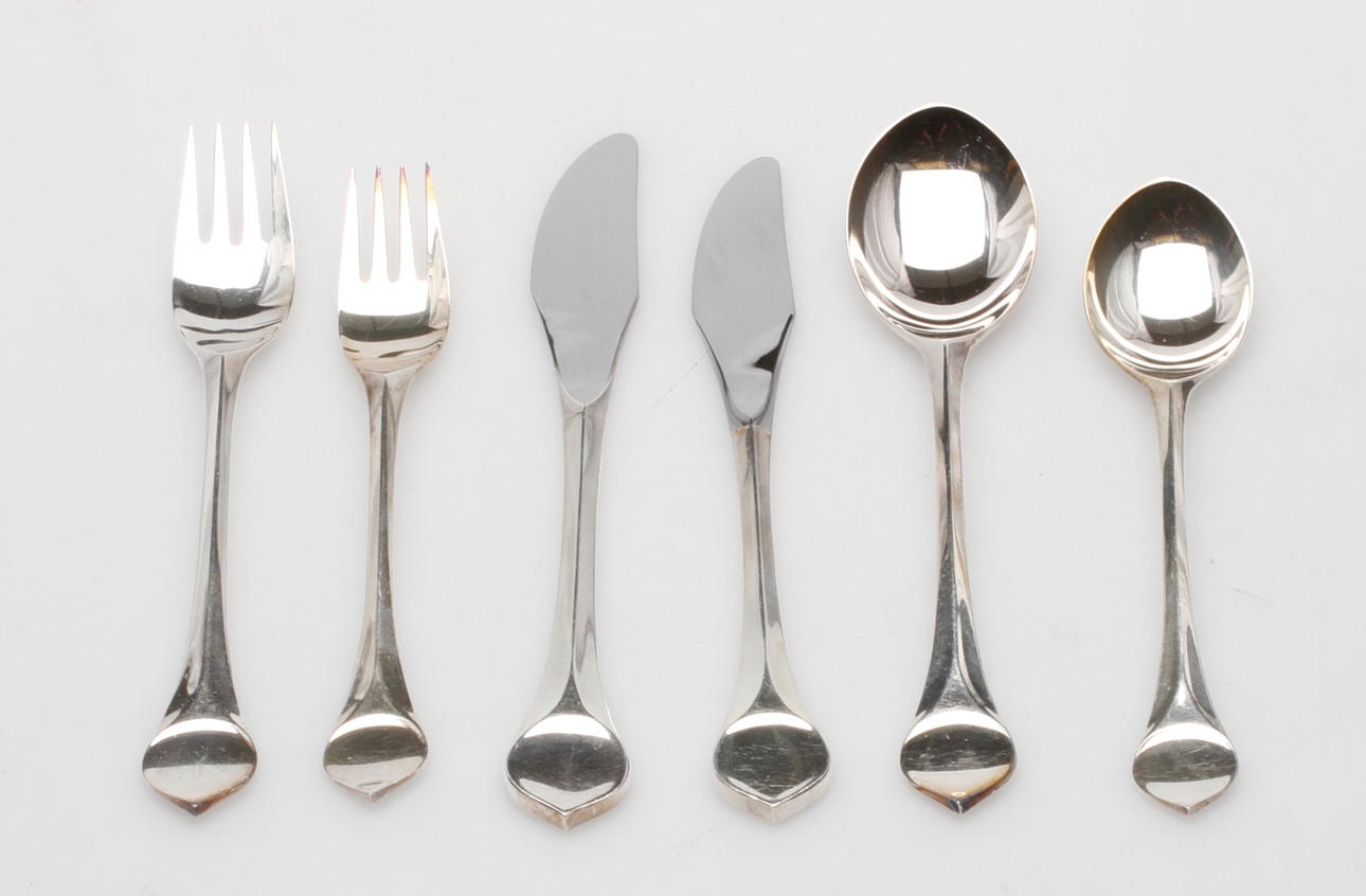 BESTECK, 60-teilig, Neusilber, "Lotus" Rosenthal.