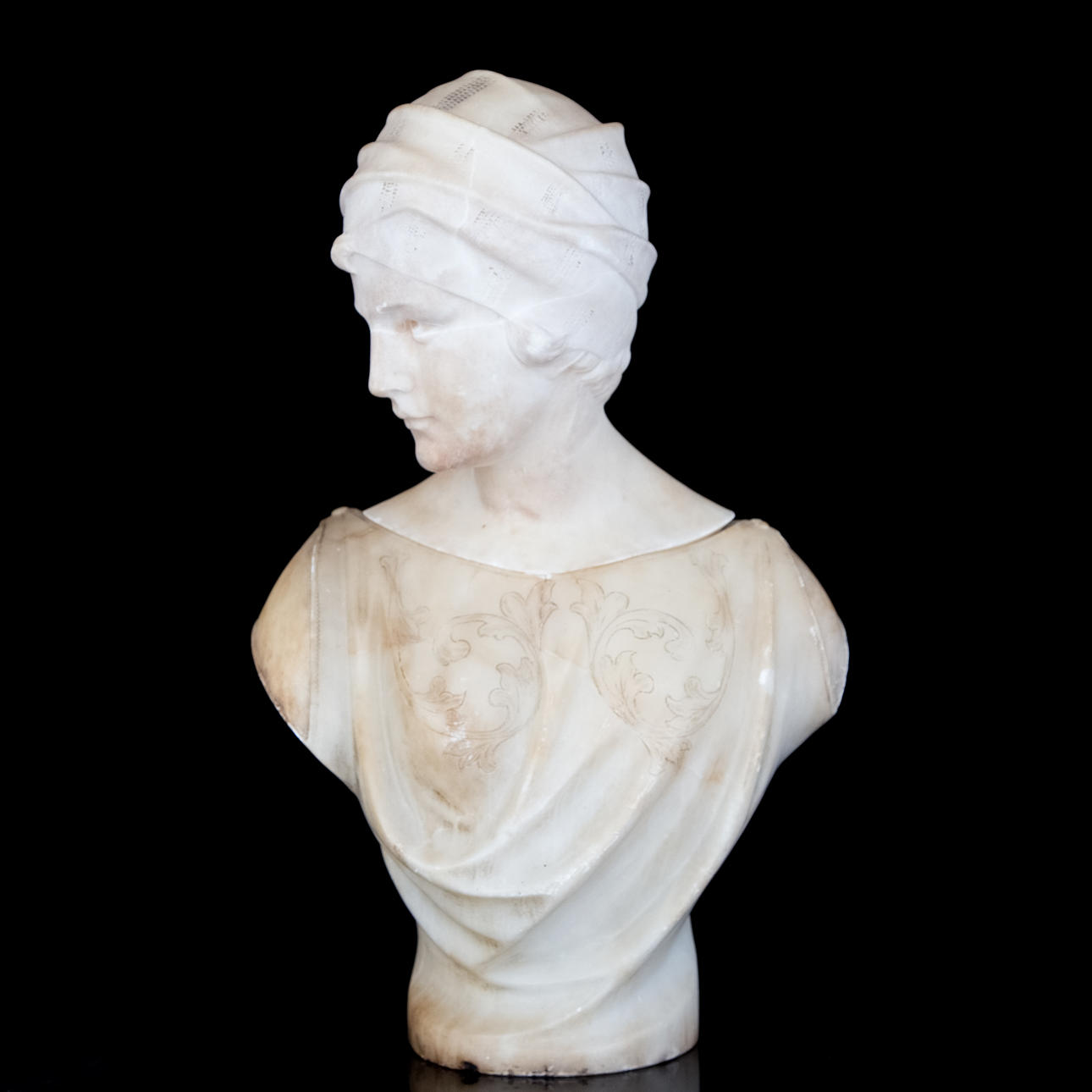GUGLIELMO PUGI. Sculpture, marble, signed.