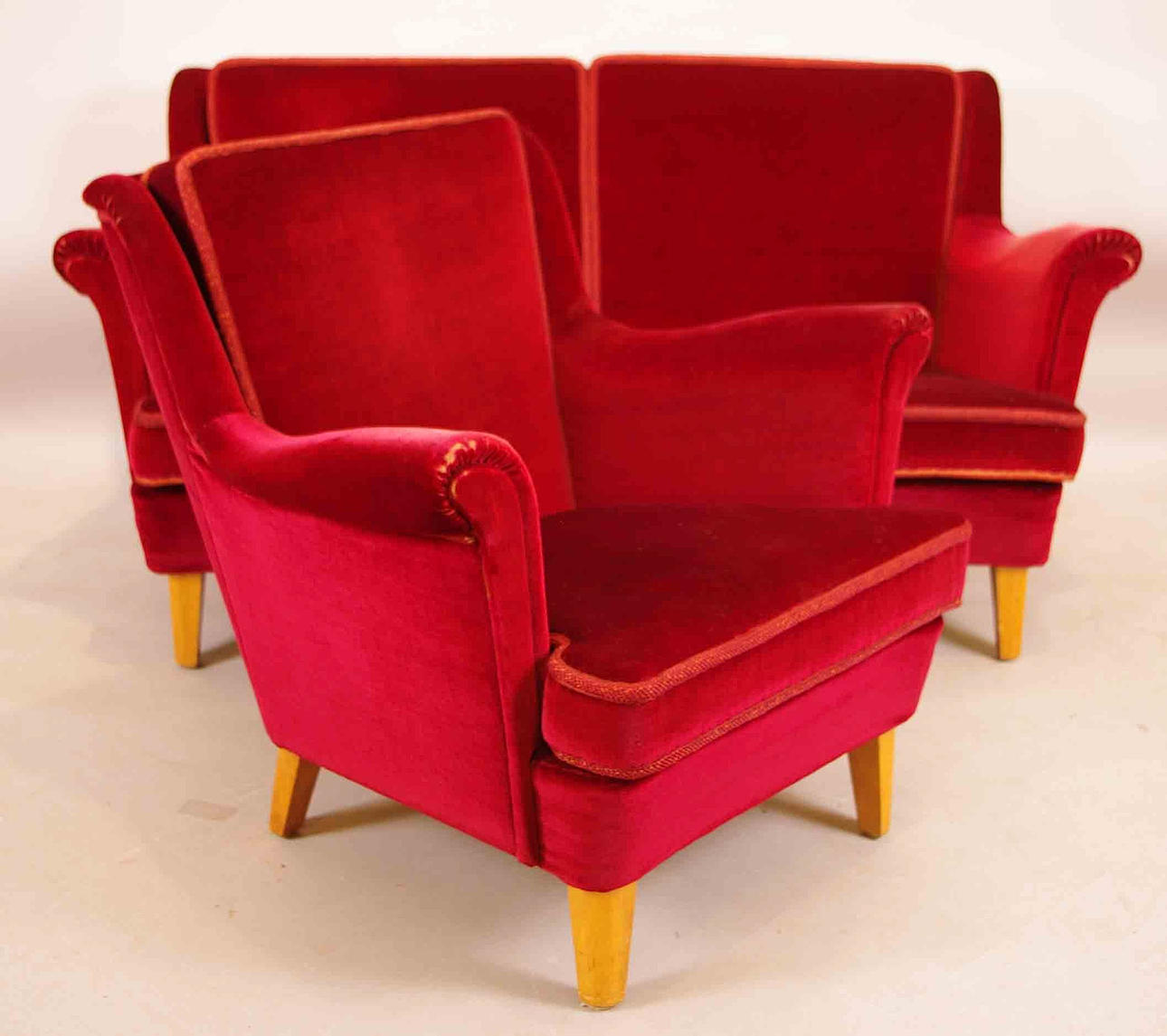 SOFFA SAMT FÅTÖLJ, 1950-tal, Olof Persons fåtöljindustri, Jönköping.