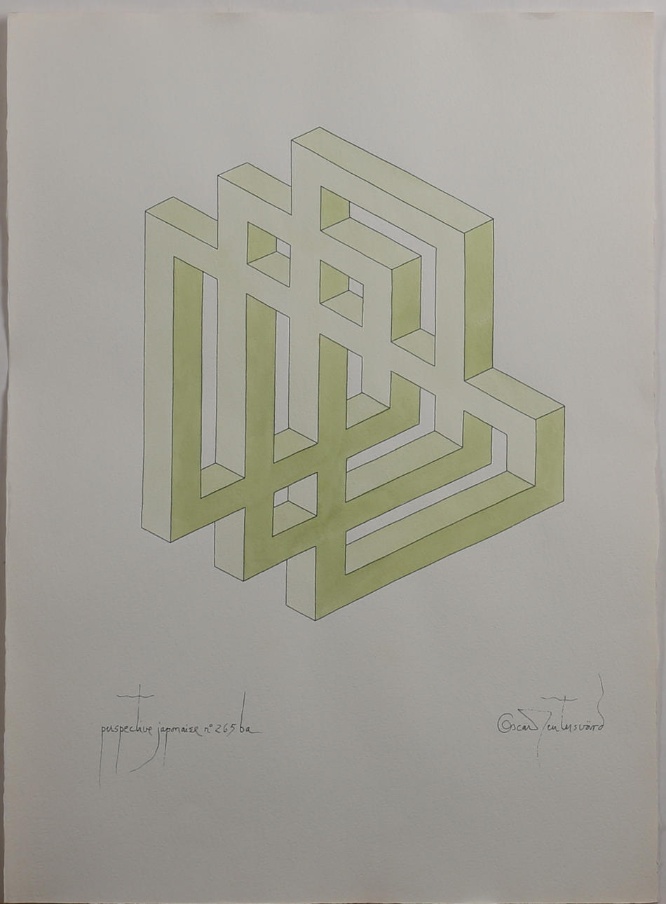 OSCAR REUTERSVÄRD. "Perspective japonaise nr 265 ba". Akvarell. Signerad.