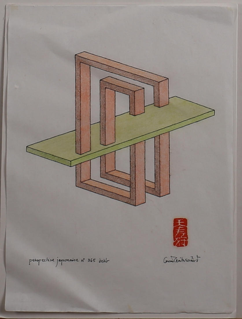 OSCAR REUTERSVÄRD. "Perspective japonaise n 365 dehb". Pastell. Signerad.