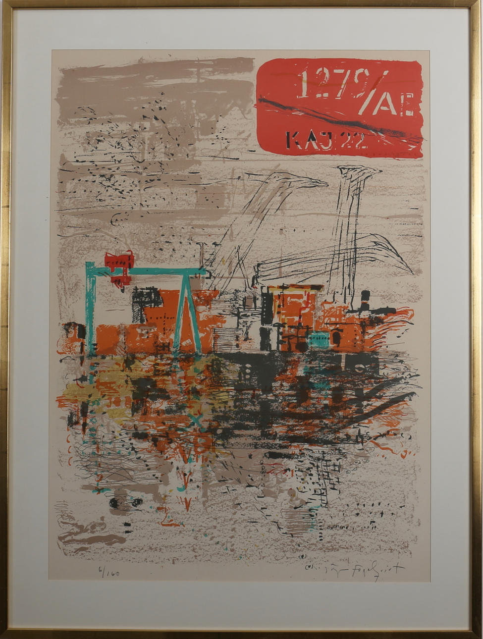 JÖRGEN FOGELQUIST. Kaj 22, Malmö. Färglitografi. Signerad. 61/160.