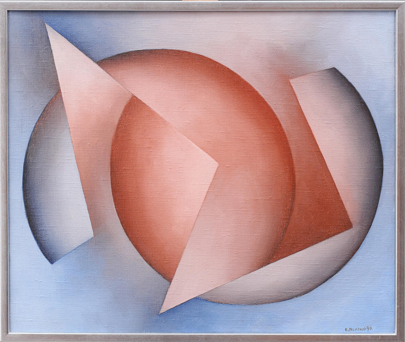 EVA ACKING. Komposition, olja på duk, signerad E Acking och daterad -90.