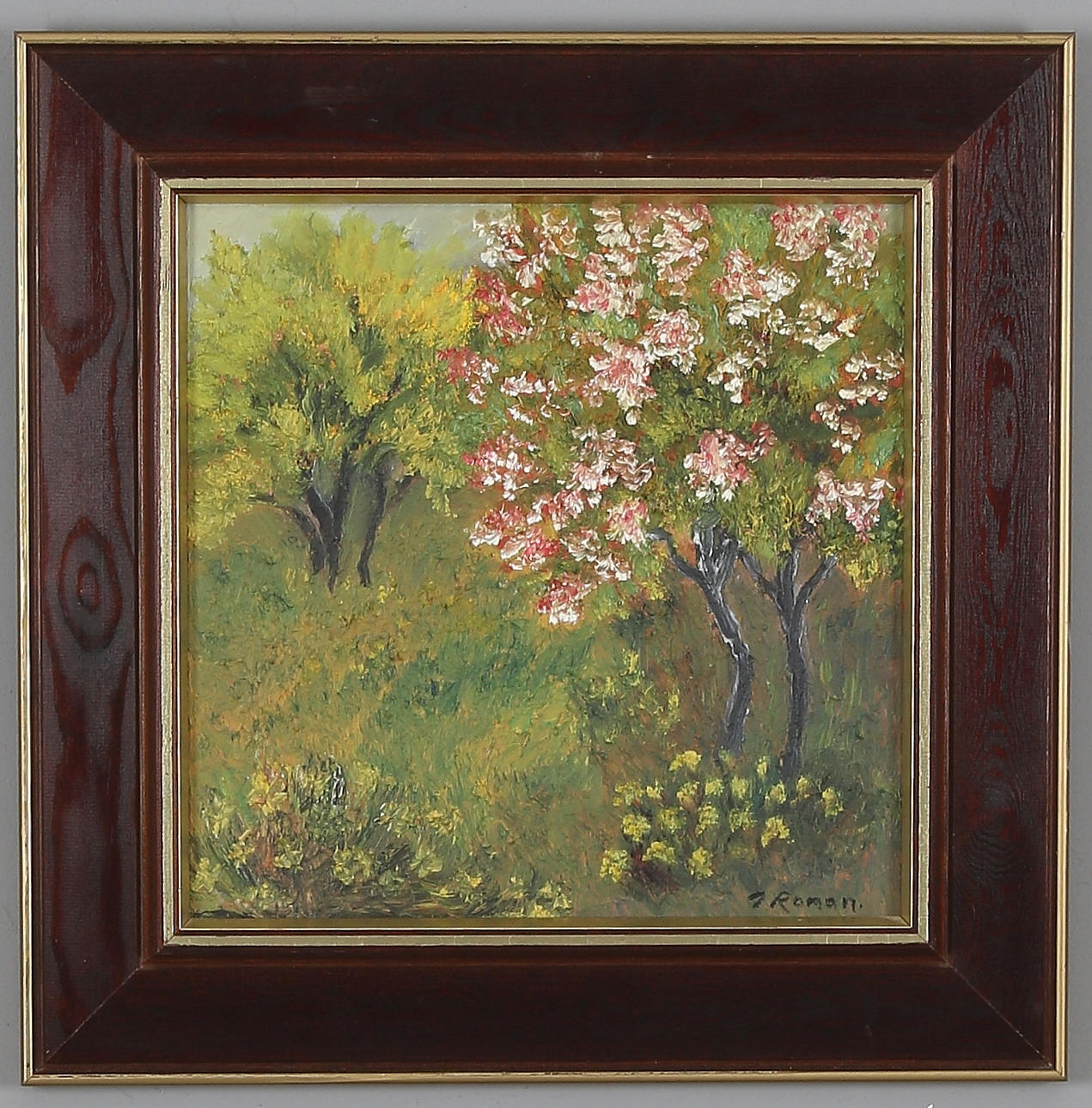 INGRID ROMAN. Baum, Öl auf Leinwand, signiert.