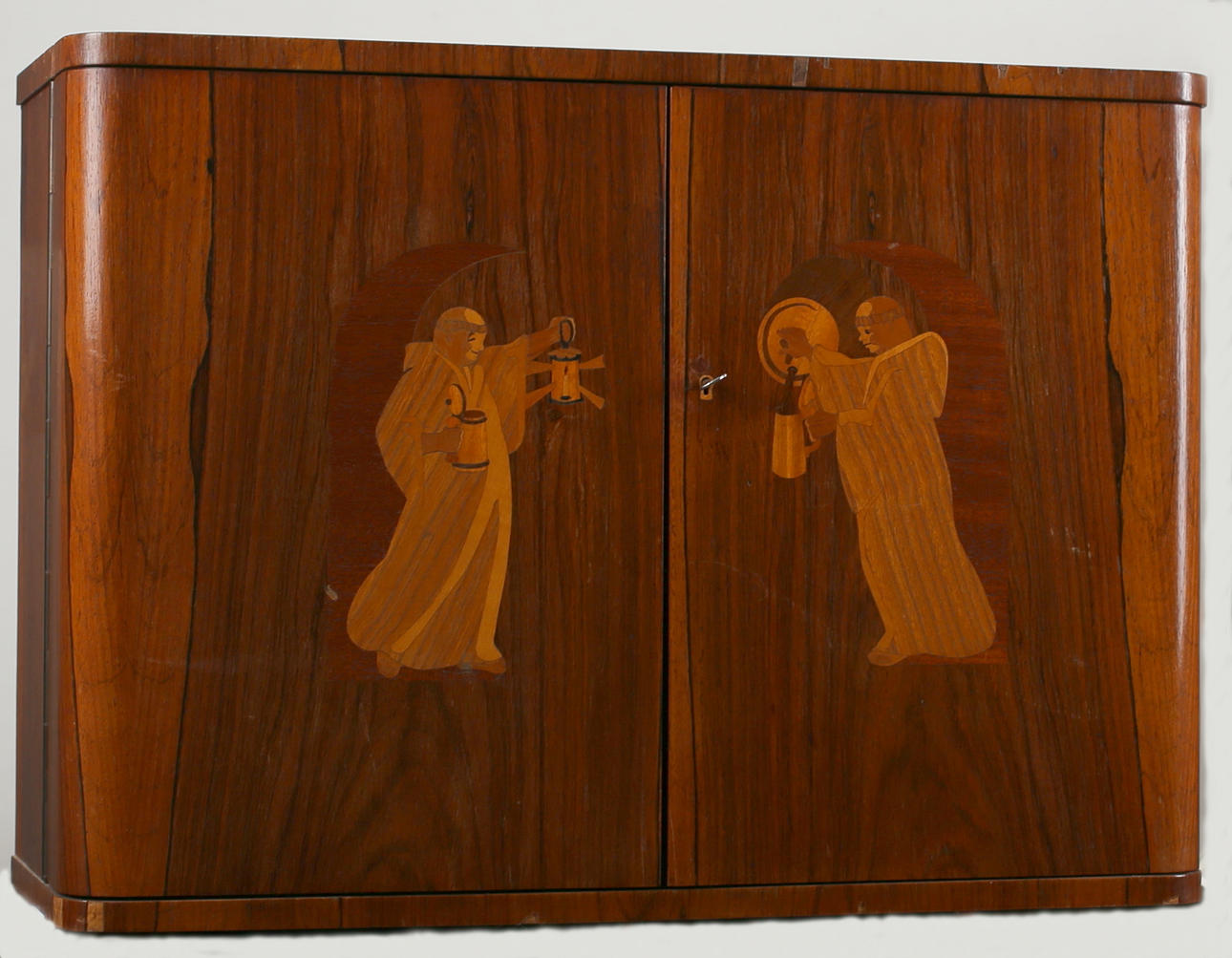 VÄGGSKÅP i fanér med Intarsia, 1930-tal.