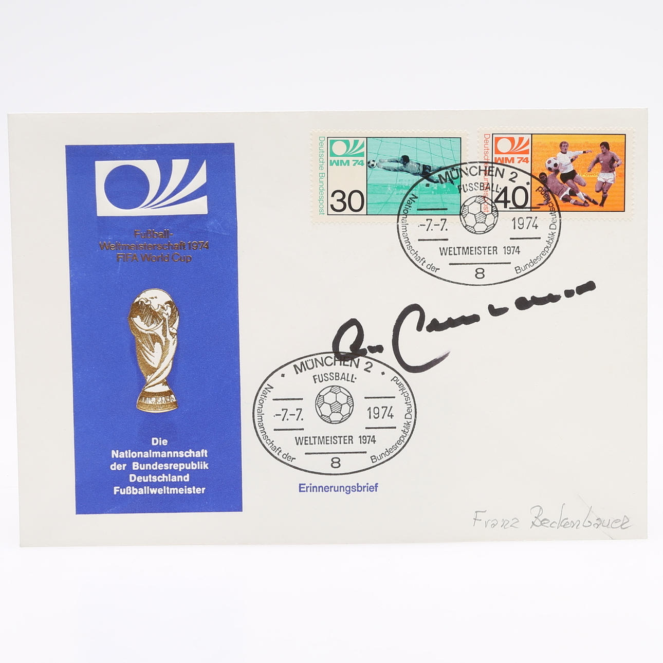 AUTOGRAMM. FRANS BECKENBAUER, DER KAISER, F. 1945.