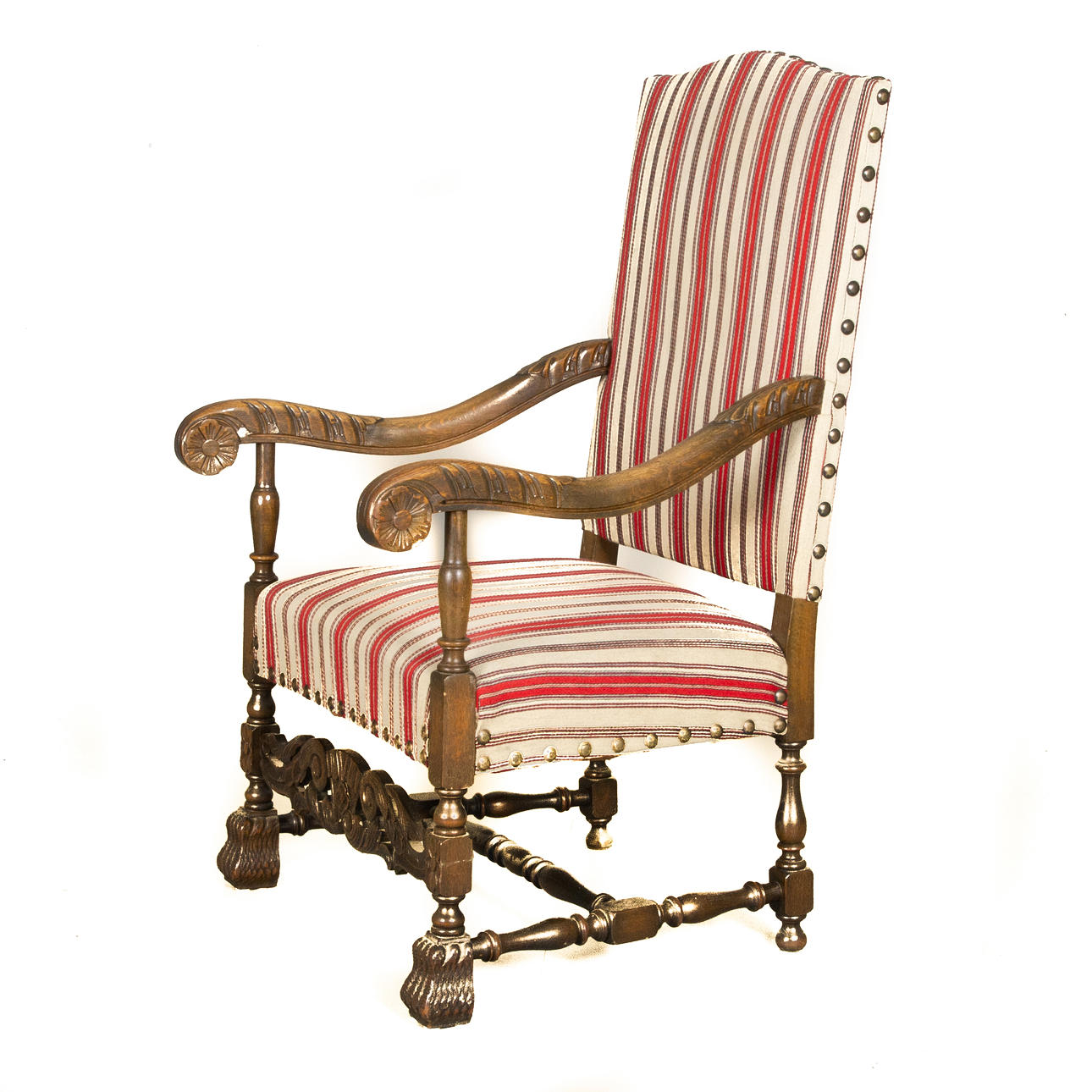 KARMSTOL, snidad ek, barockstil.