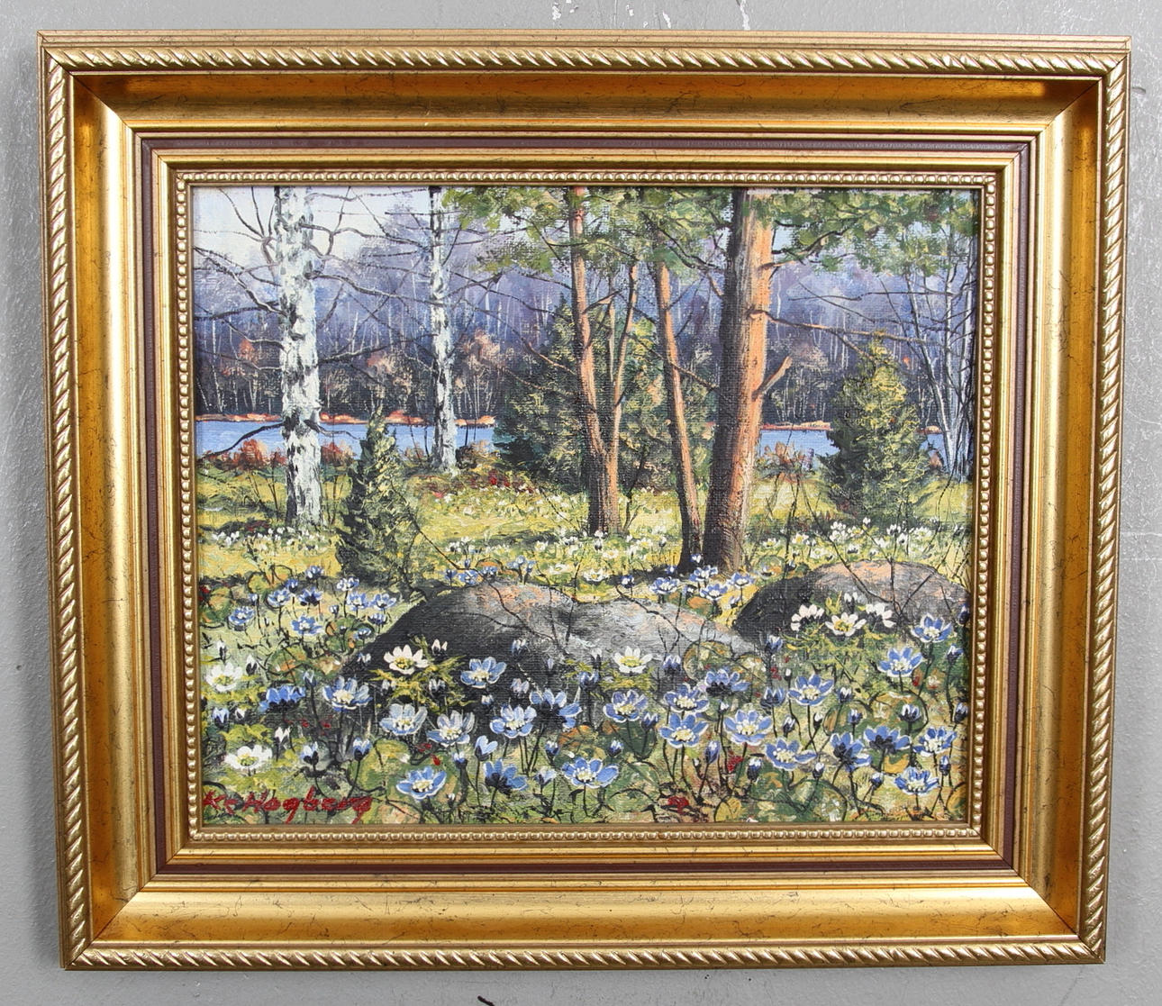 KE HAGBERG. Skogsglänta. Olja på duk. Signerad.